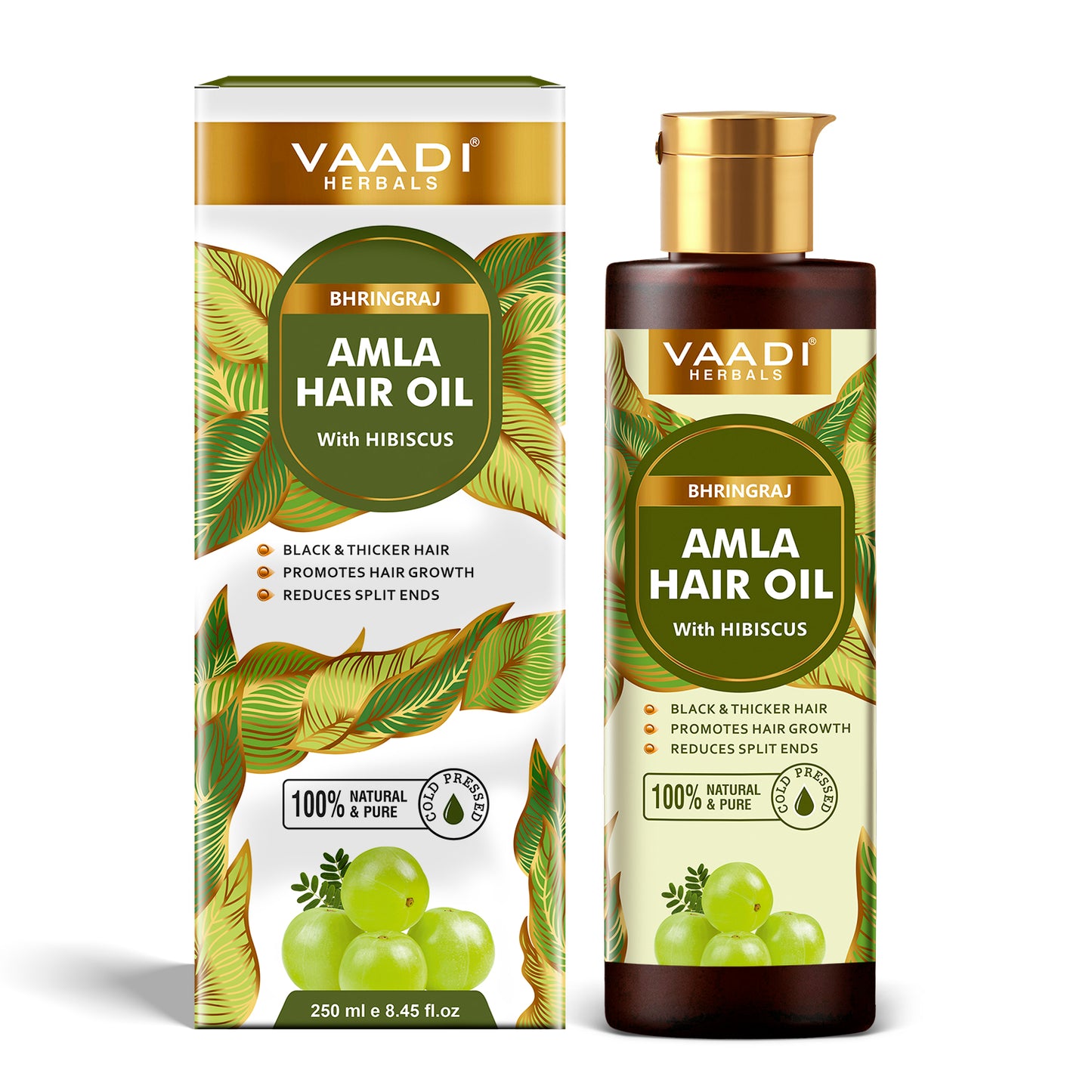 Bhringraj Amla Hair Oil with Hibiscus -Black & Thick Hair- Promotes Hair Growth-Strengthens Hair Roots- Reduces Hair fall- Strong & Healthy Hair- For All Hair Types- 250ml
