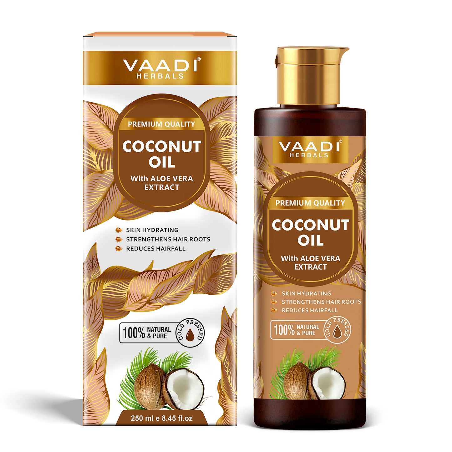 100% Pure Coconut oil with Aloe Vera- Anti-hairfall-Moisturizes Dry Skin-Promotes Hair Growth-Skin Hydrating-For All Types of Skin & Hair - 250ml