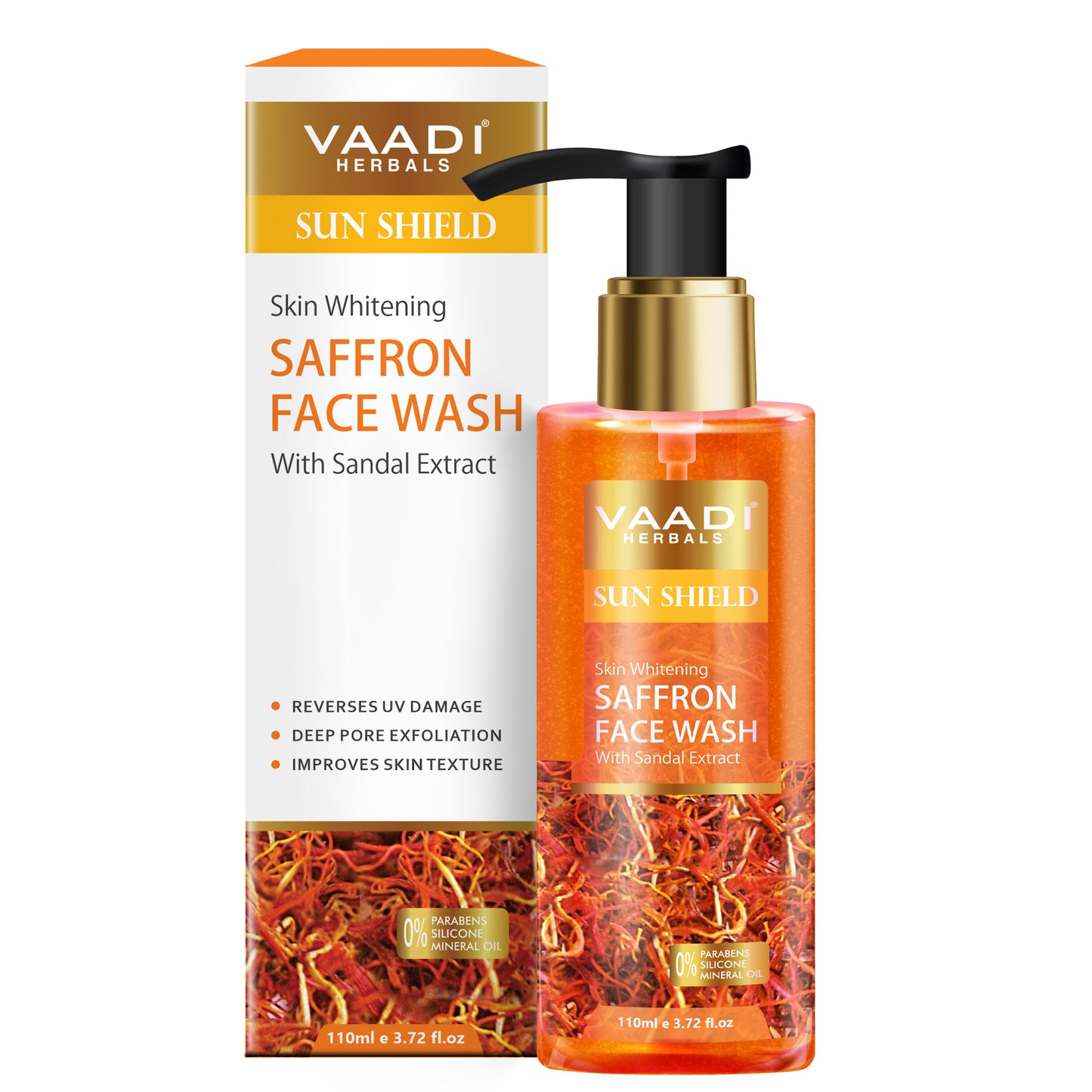 Organic Skin Whitening Saffron Face Wash With Sandal Extract (110 ml)