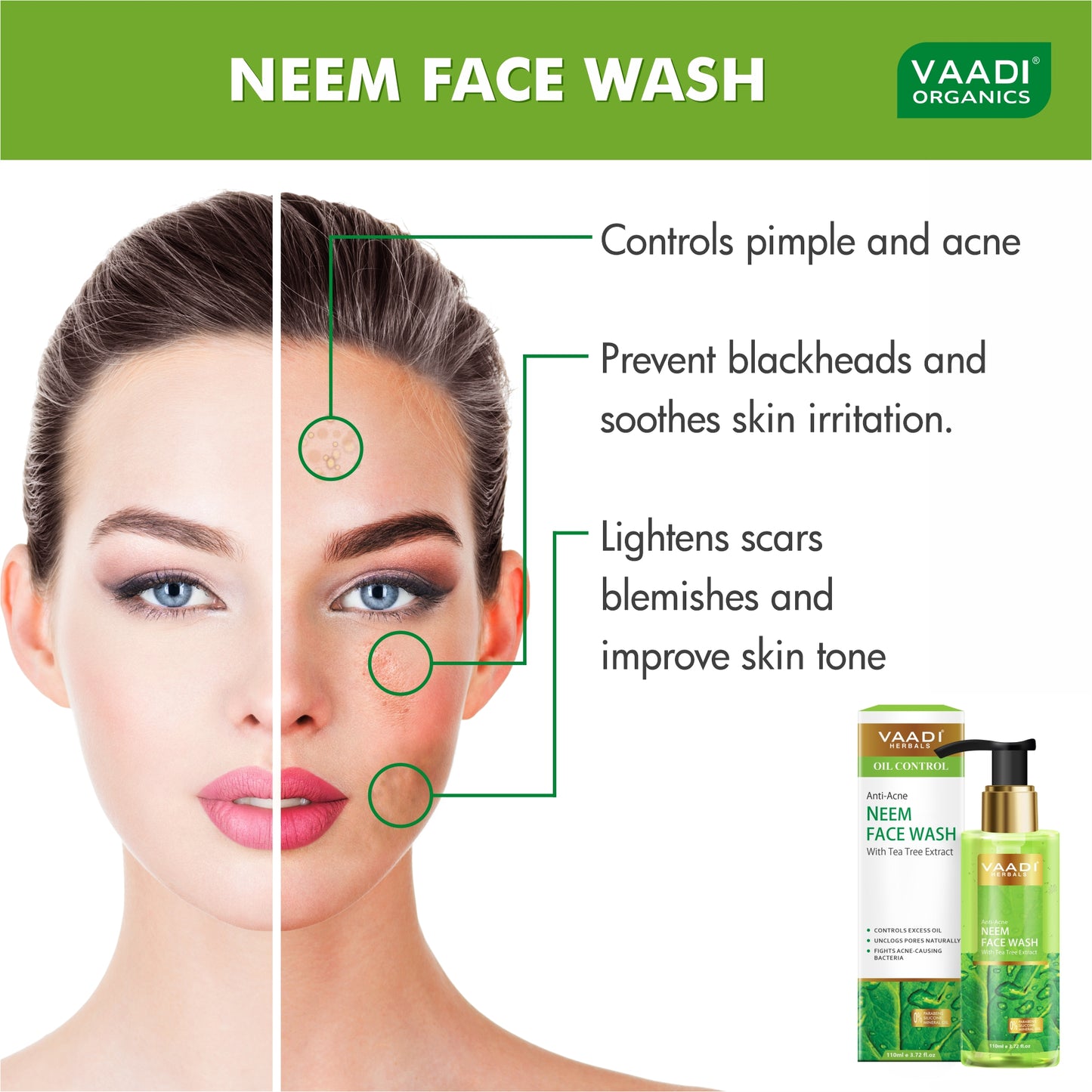 Organic Anti-Acne Neem Face Wash With Tea Tree Extract (110 ml)