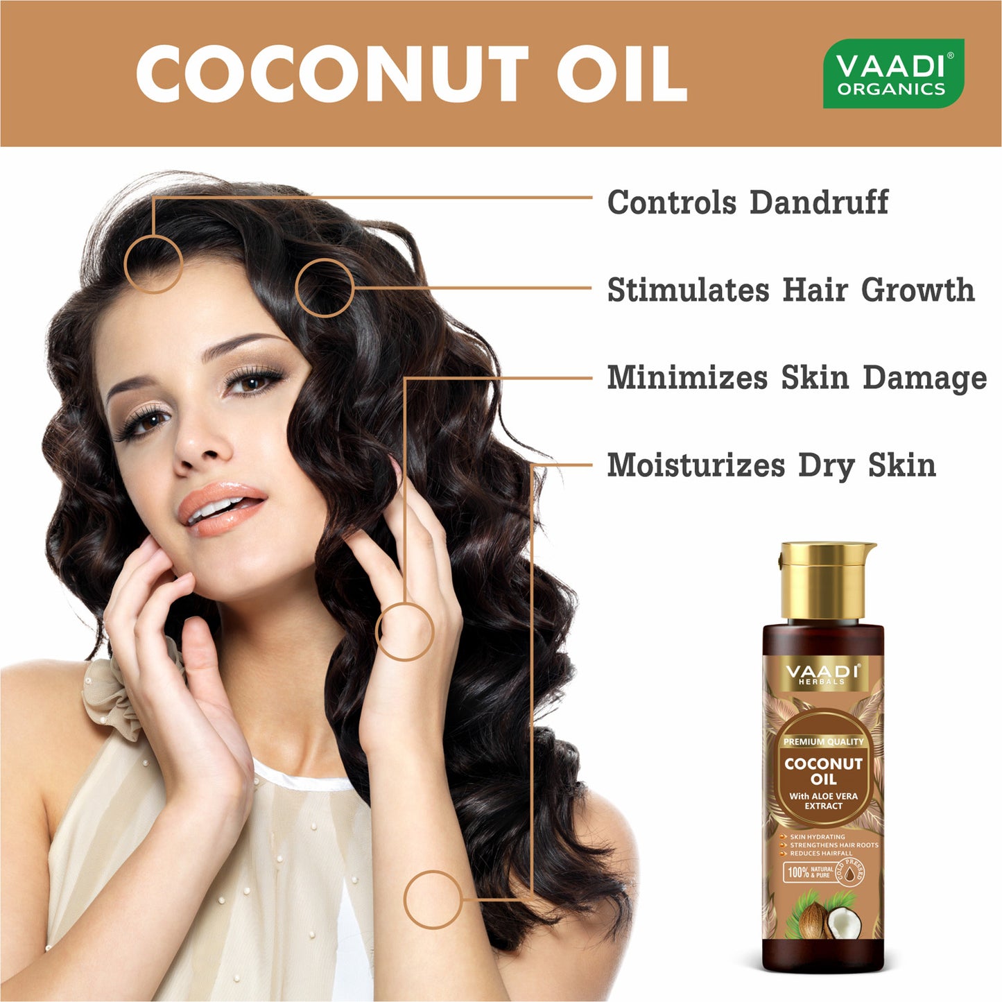 100% Pure Coconut oil with Aloe Vera- Anti-hairfall-Moisturizes Dry Skin-Promotes Hair Growth-Skin Hydrating-For All Types of Skin & Hair- 120ml