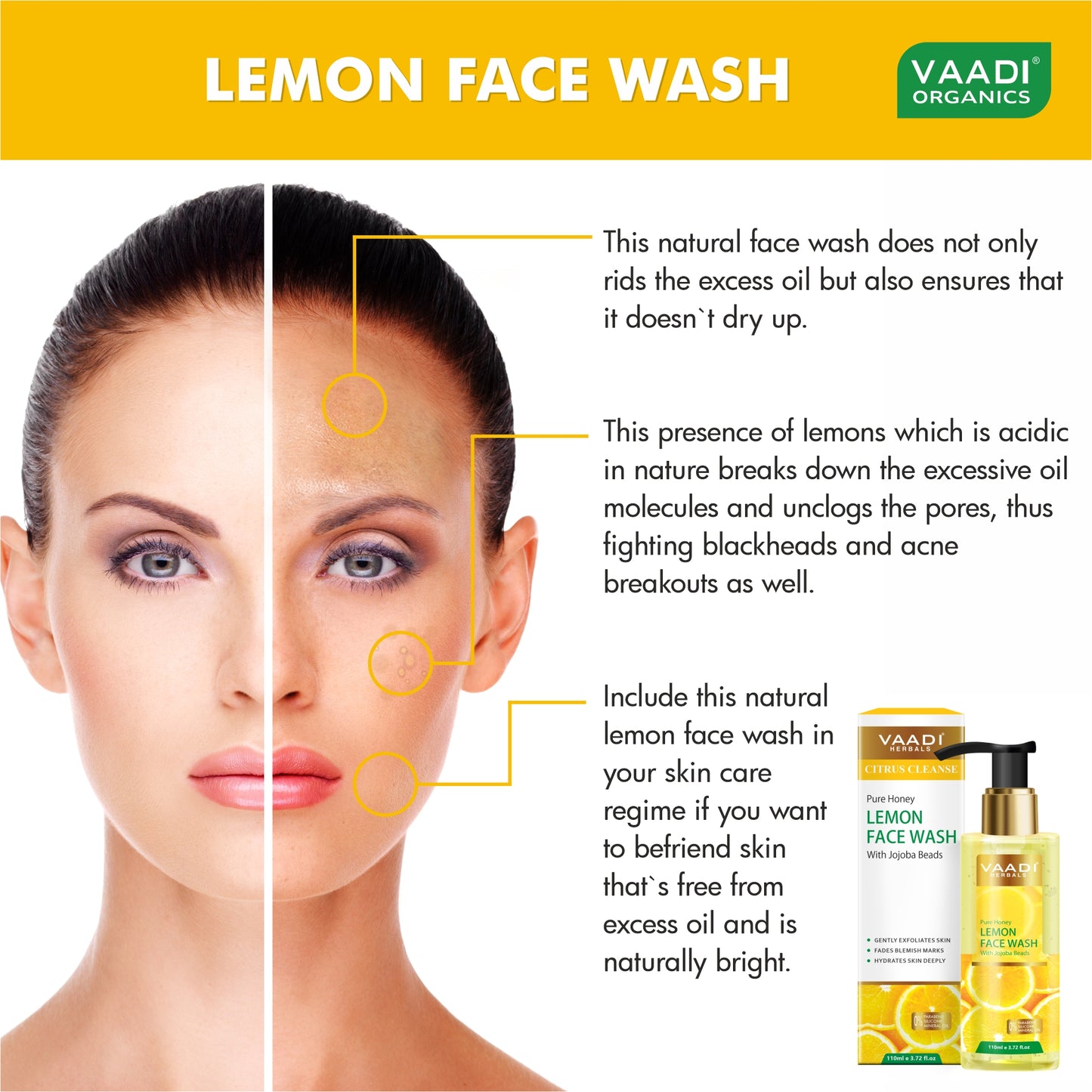Honey Lemon Face Wash with Jojoba Beads (110 ml)