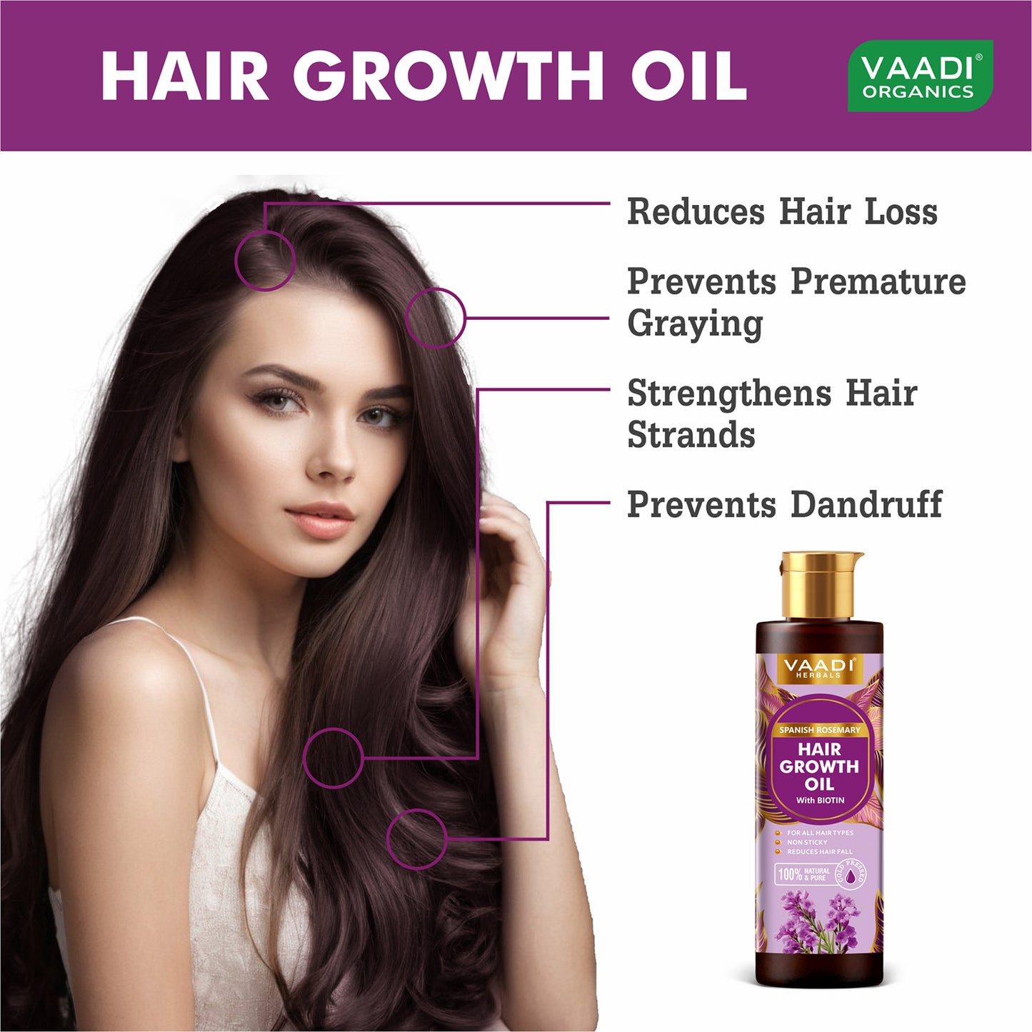 Spanish Rosemary Hair Growth Oil with Biotin-Promotes Hair Growth- Reduces Hair Fall-Strong Hair- Prevents Dandruff- For All Hair Types- 250ml