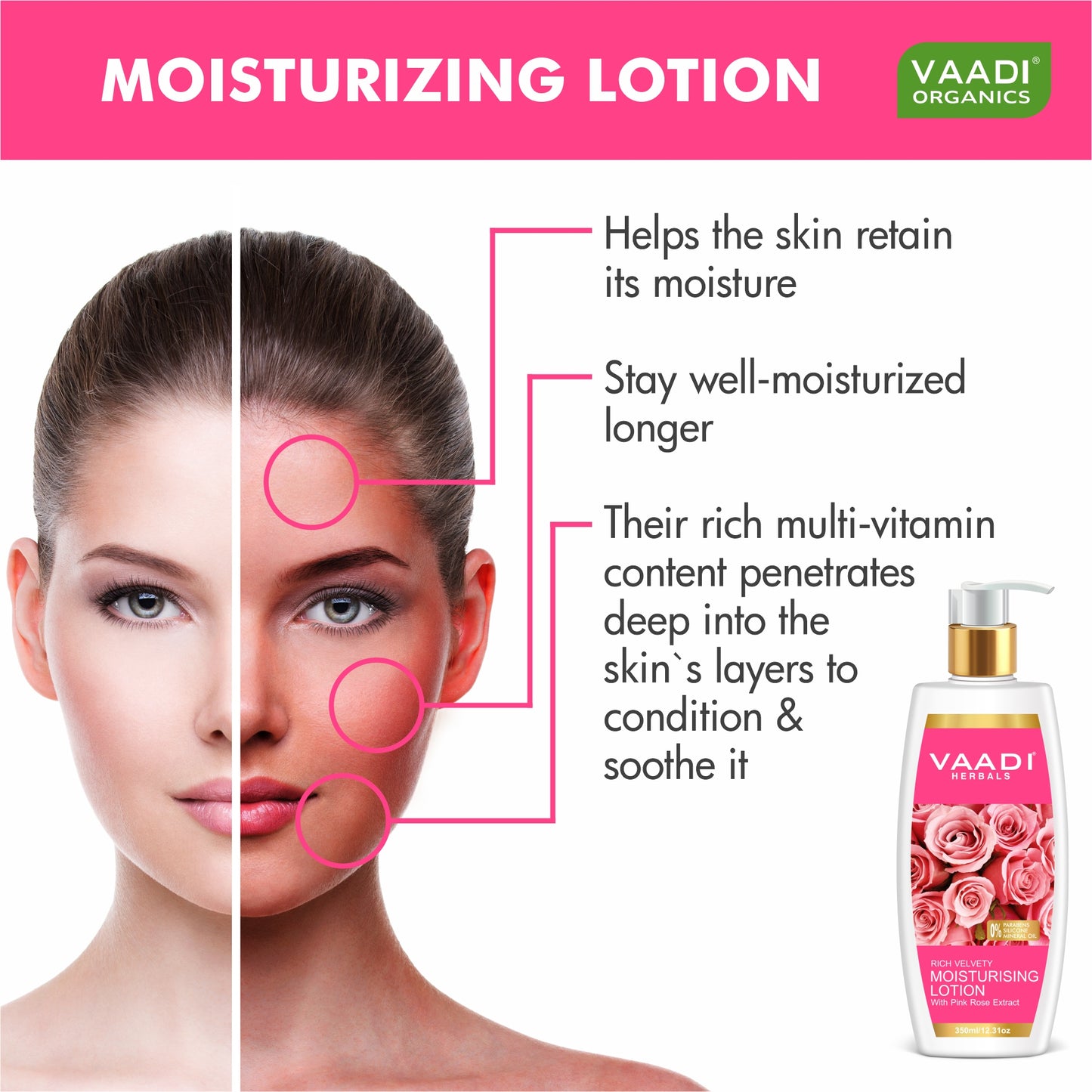Moisturising Lotion With Pink Rose Extract (350 ml)