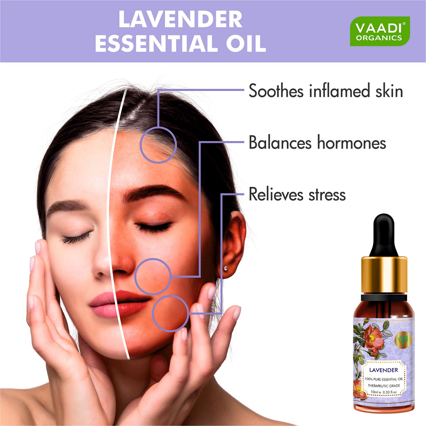 Lavender Essential Oil - Prevents Hairfall, Relieves Stress, Soothes Skin - 100% Pure Therapeutic Grade (10 ml)