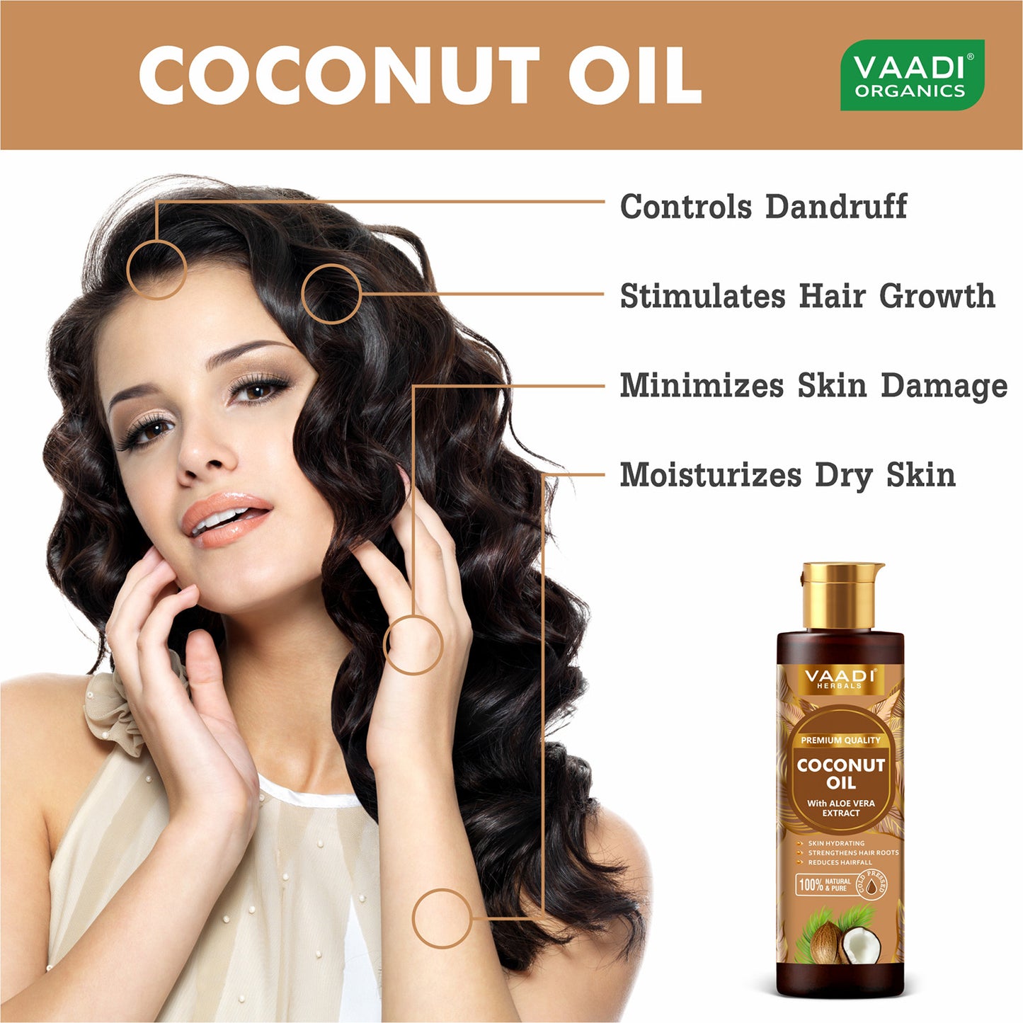 100% Pure Coconut oil with Aloe Vera- Anti-hairfall-Moisturizes Dry Skin-Promotes Hair Growth-Skin Hydrating-For All Types of Skin & Hair - 250ml