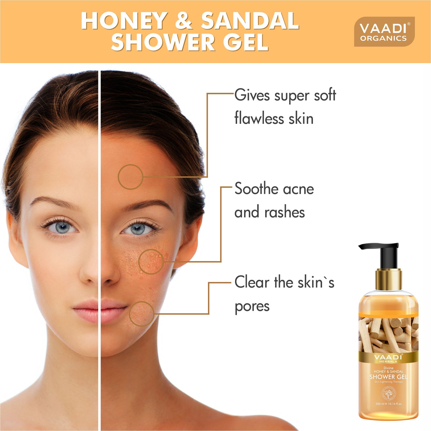 Pack of 2 Divine Honey & Sandal Shower Gel (300 ml x 2)