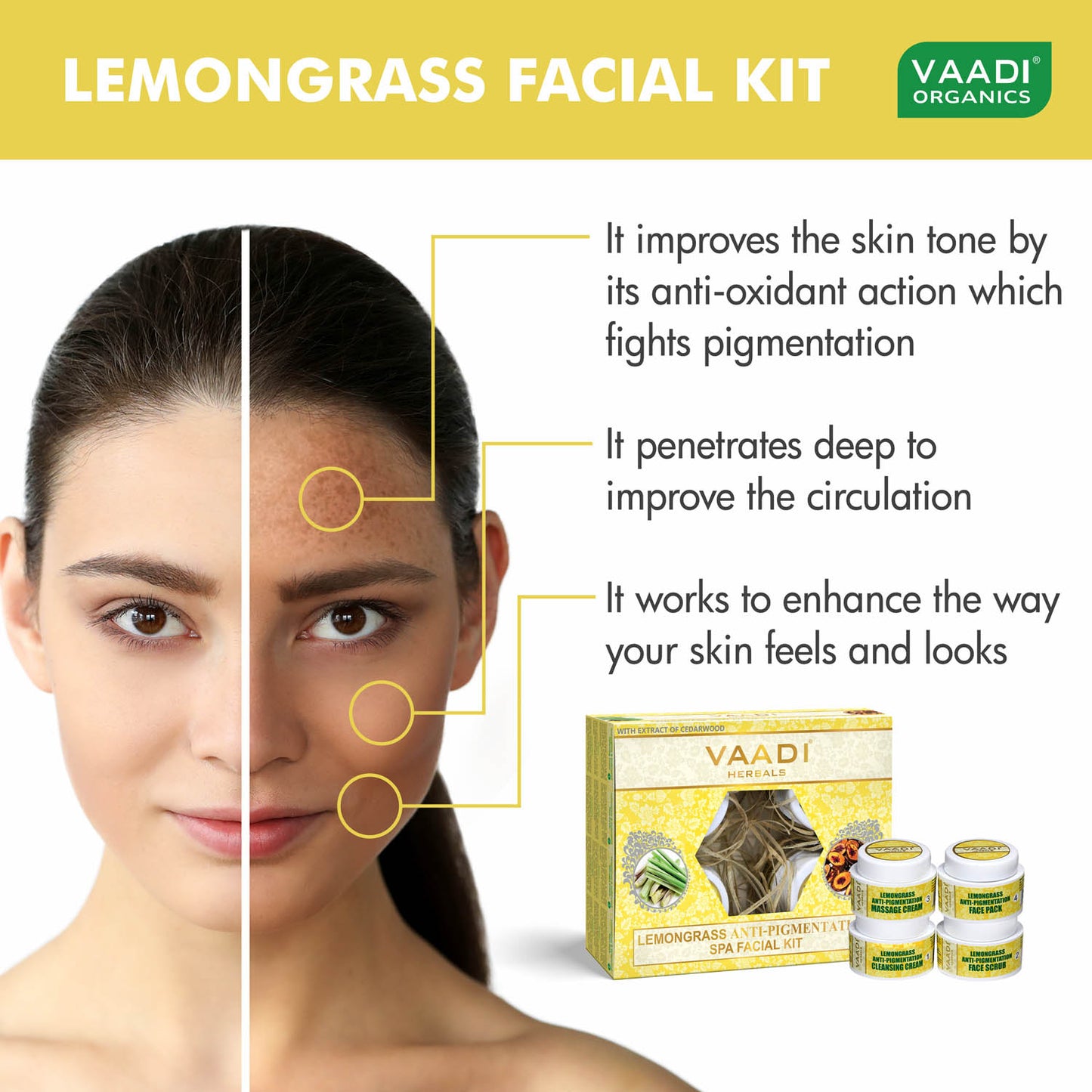 Lemongrass Anti-Pigmentation SPA Facial Kit With Cedarwood Extract (70 gms)