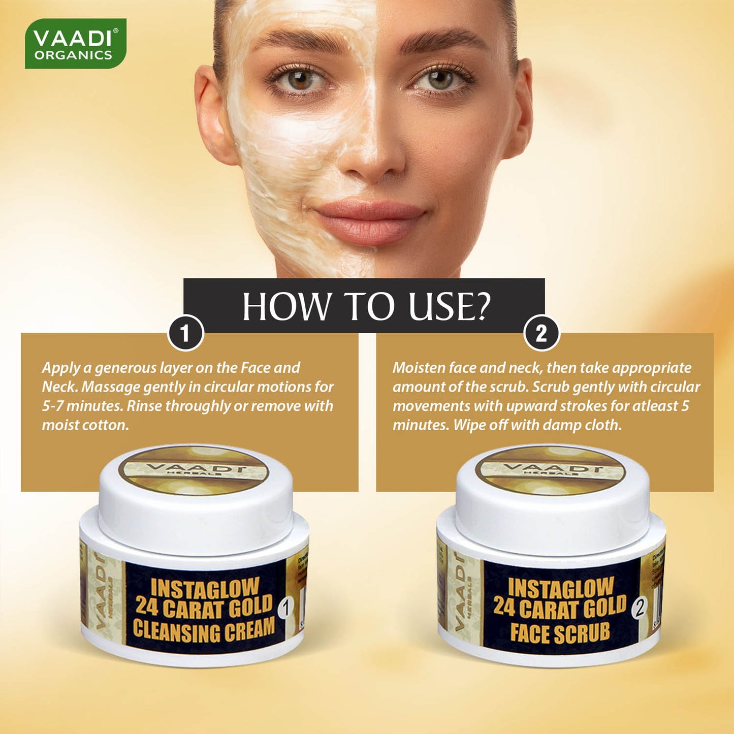 Gold Facial Kit - 24 Carat Gold Leaves, Marigold & Wheatgerm Oil, Lemon Peel Extract (70 gms)
