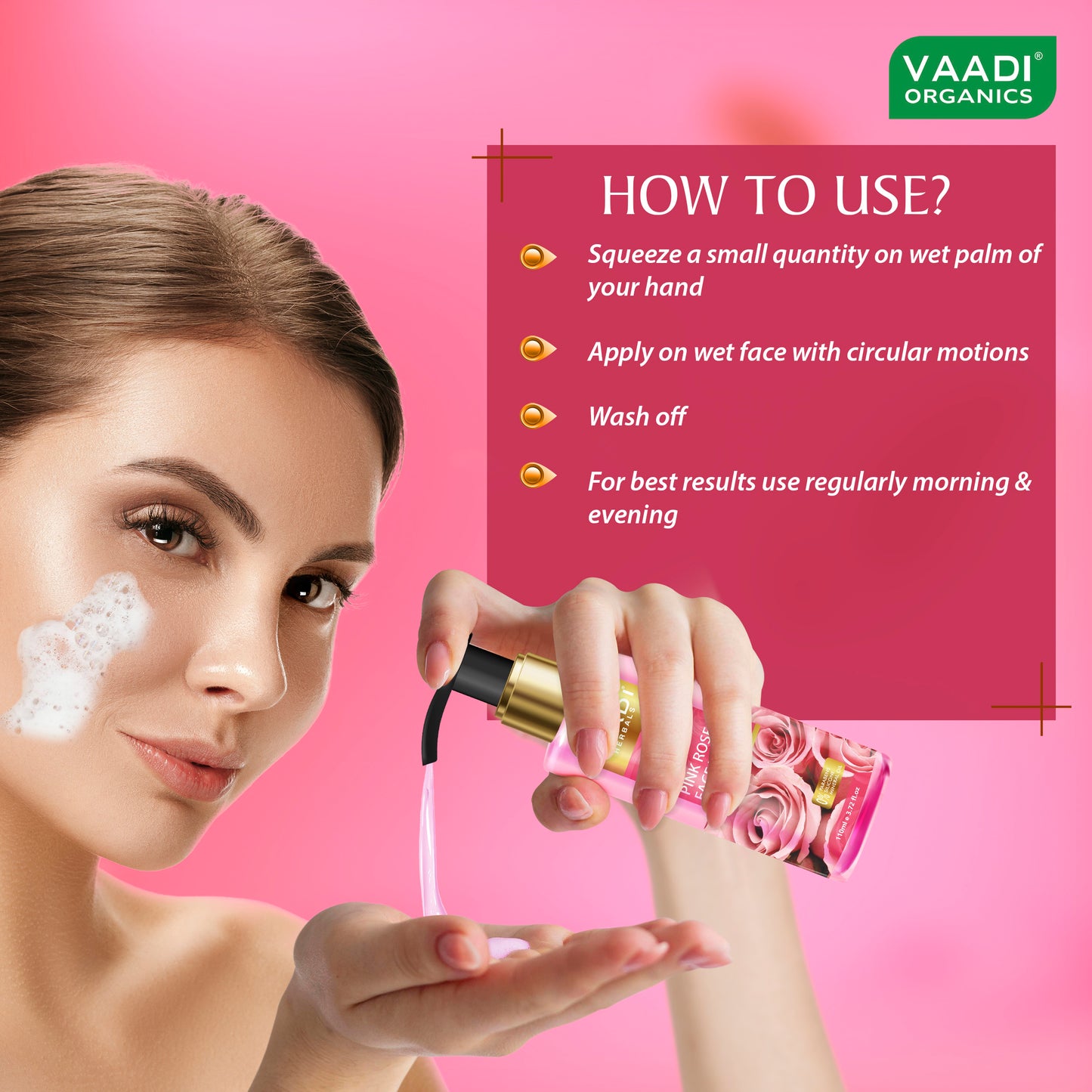 Insta Glow Pink Rose Face wash with Aloe vera extract ( 110 ml)