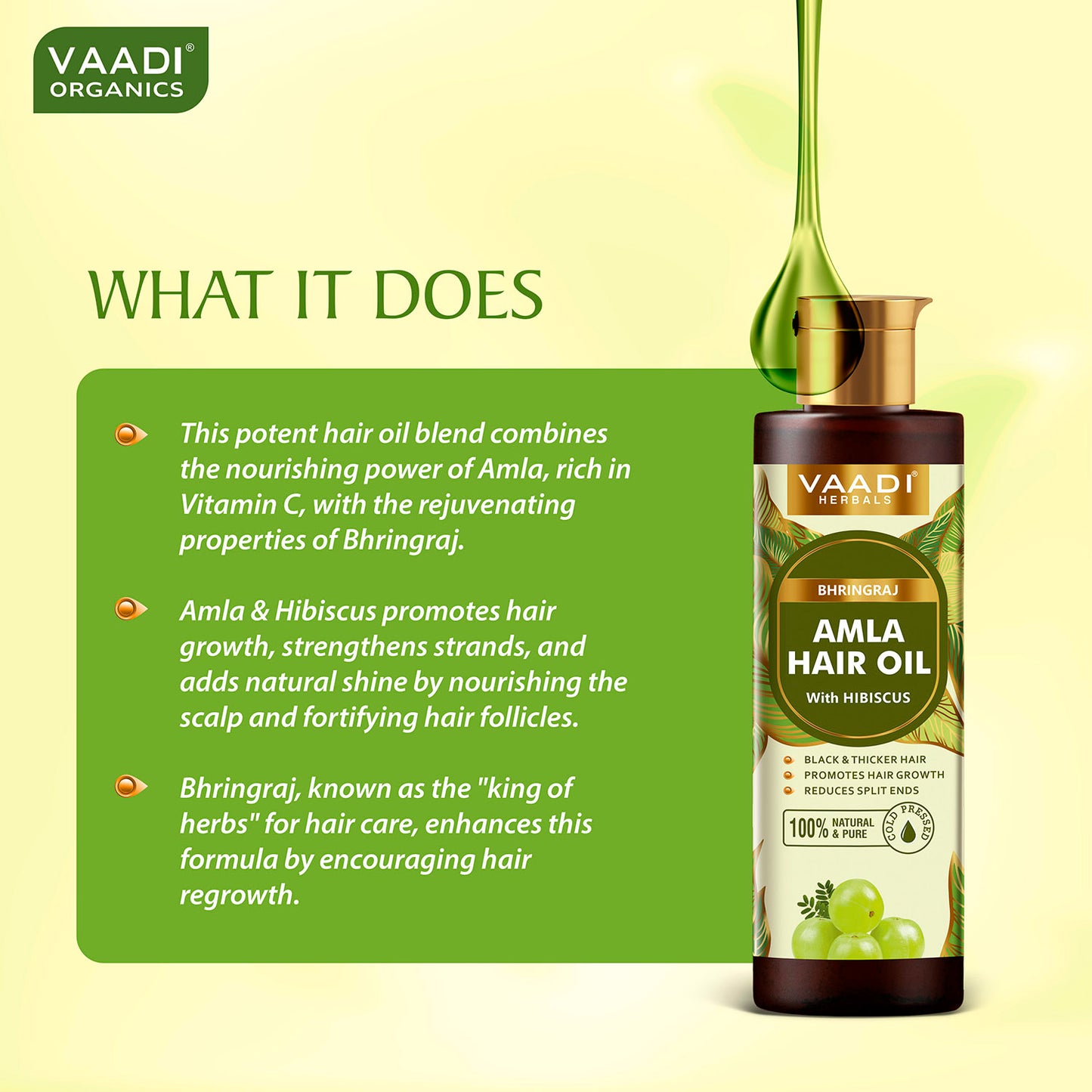 Bhringraj Amla Hair Oil with Hibiscus -Black & Thick Hair- Promotes Hair Growth-Strengthens Hair Roots- Reduces Hair fall- Strong & Healthy Hair- For All Hair Types- 250ml