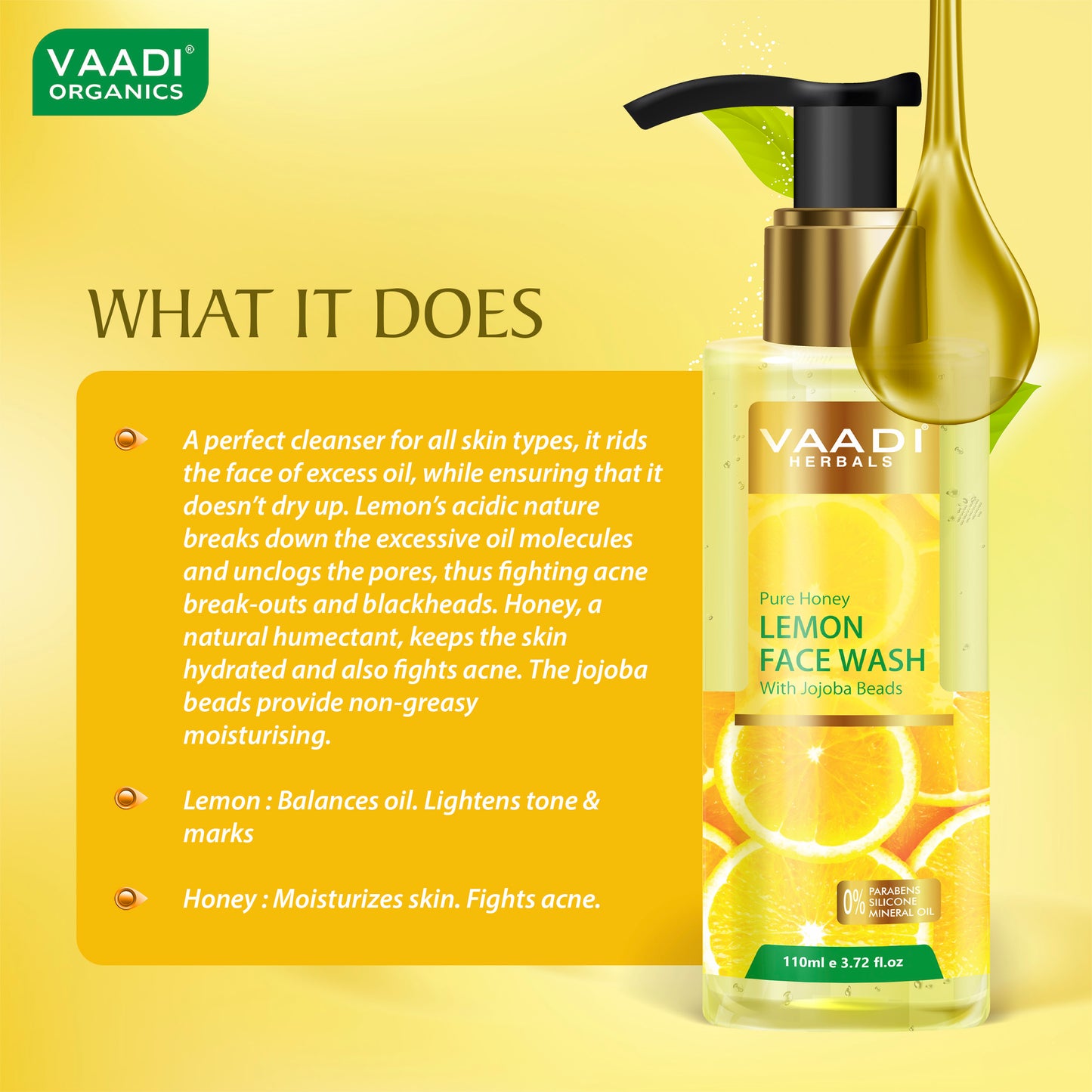 Honey Lemon Face Wash with Jojoba Beads (110 ml)