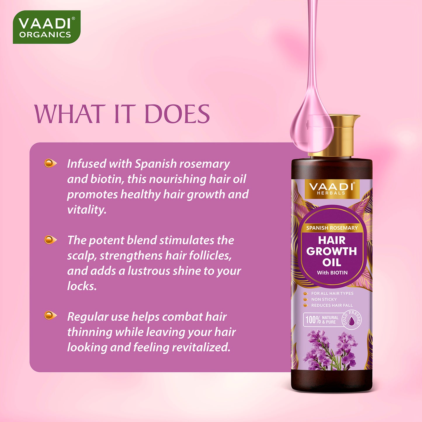 Spanish Rosemary Hair Growth Oil with Biotin-Promotes Hair Growth- Reduces Hair Fall-Strong Hair- Prevents Dandruff- For All Hair Types- 250ml