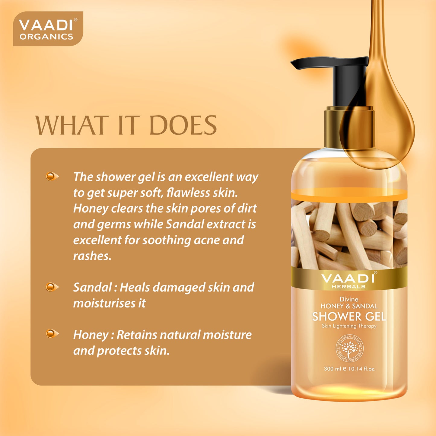 Pack of 2 Divine Honey & Sandal Shower Gel (300 ml x 2)