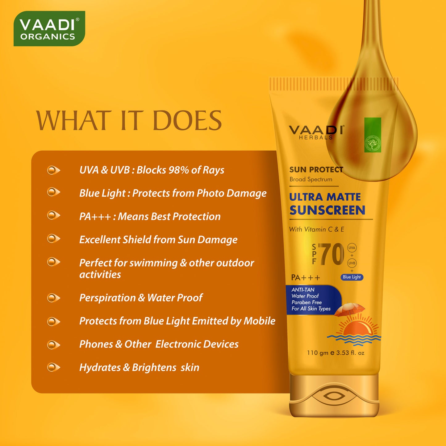 Ultra Matte Sunscreen SPF 70 With Vitamin C & E (110 gms)