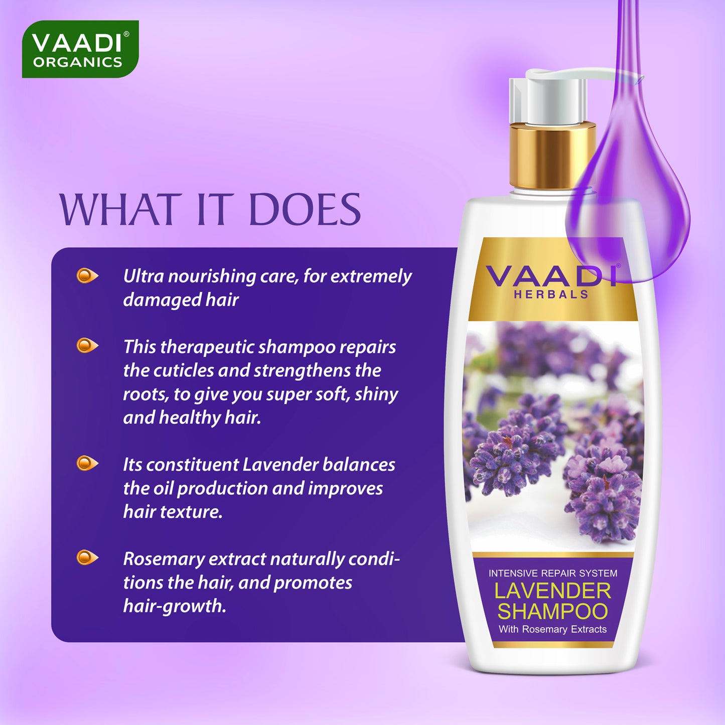 Pack of 3 Lavender Shampoo with Rosemary Extract-Intensive Repair System (350 ml x 3)