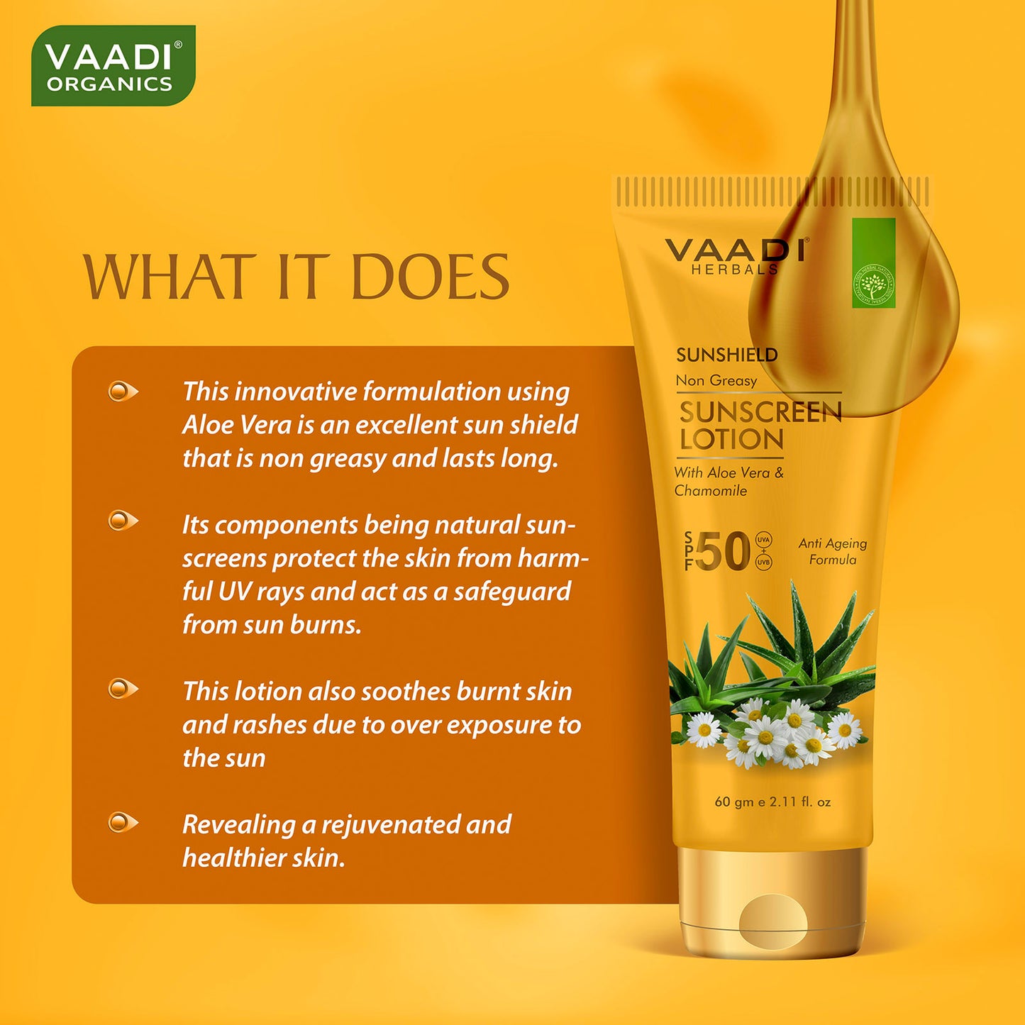 Sunscreen Lotion SPF-50 with Aloe Vera & Chamomile (60 ml)