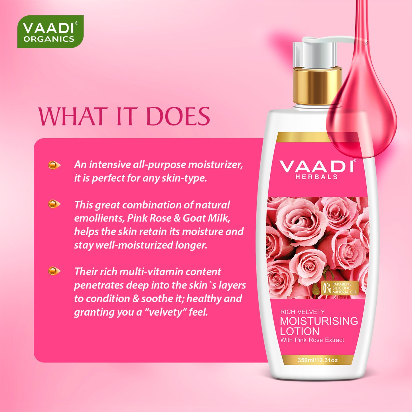 Moisturising Lotion With Pink Rose Extract (350 ml)
