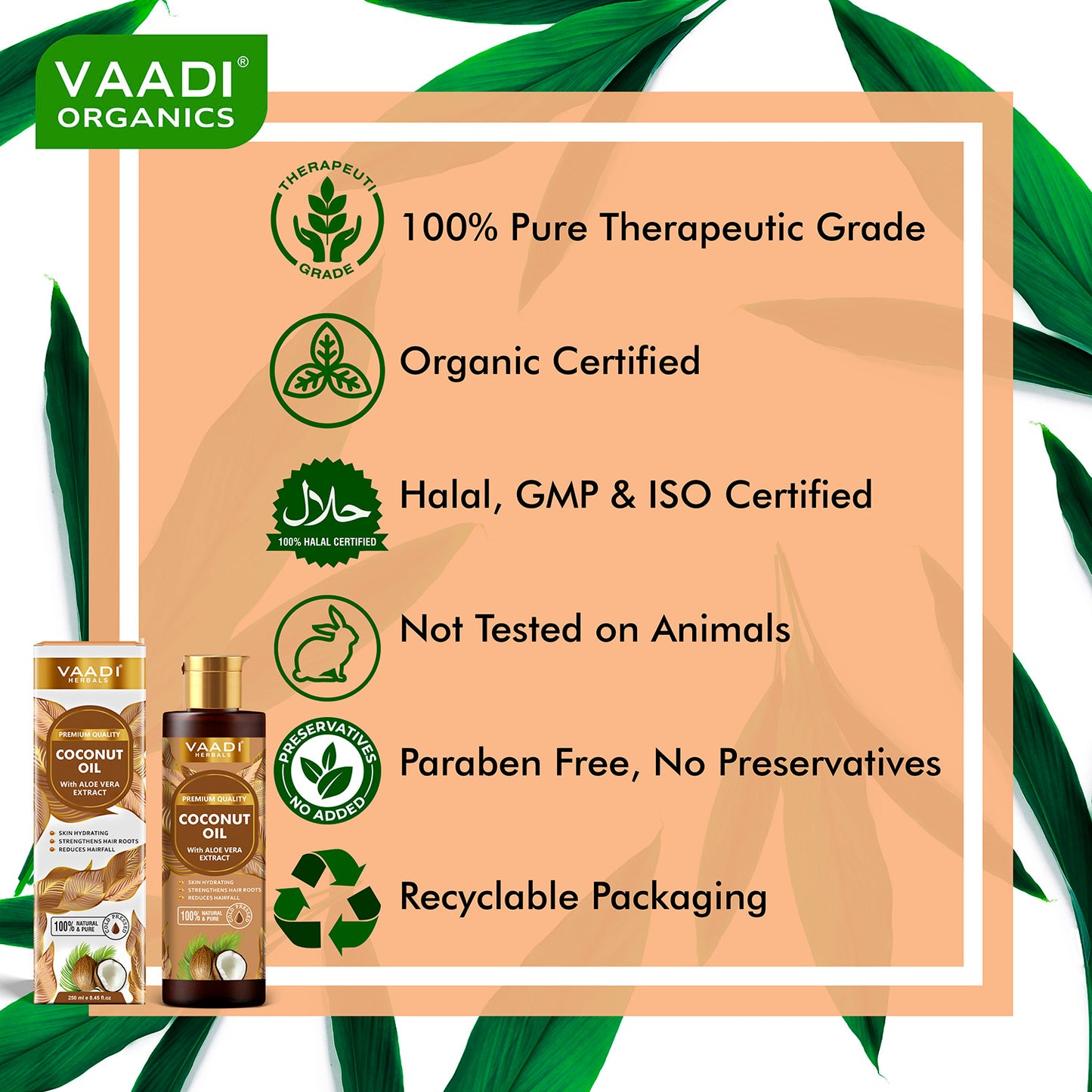 100% Pure Coconut oil with Aloe Vera- Anti-hairfall-Moisturizes Dry Skin-Promotes Hair Growth-Skin Hydrating-For All Types of Skin & Hair - 250ml