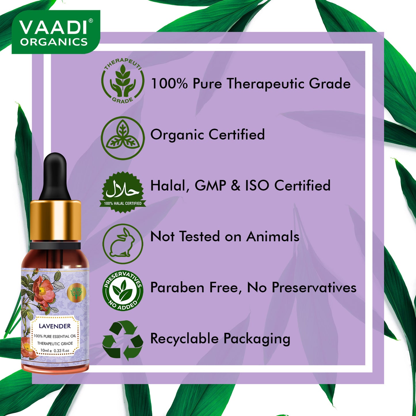 Lavender Essential Oil - Prevents Hairfall, Relieves Stress, Soothes Skin - 100% Pure Therapeutic Grade (10 ml)