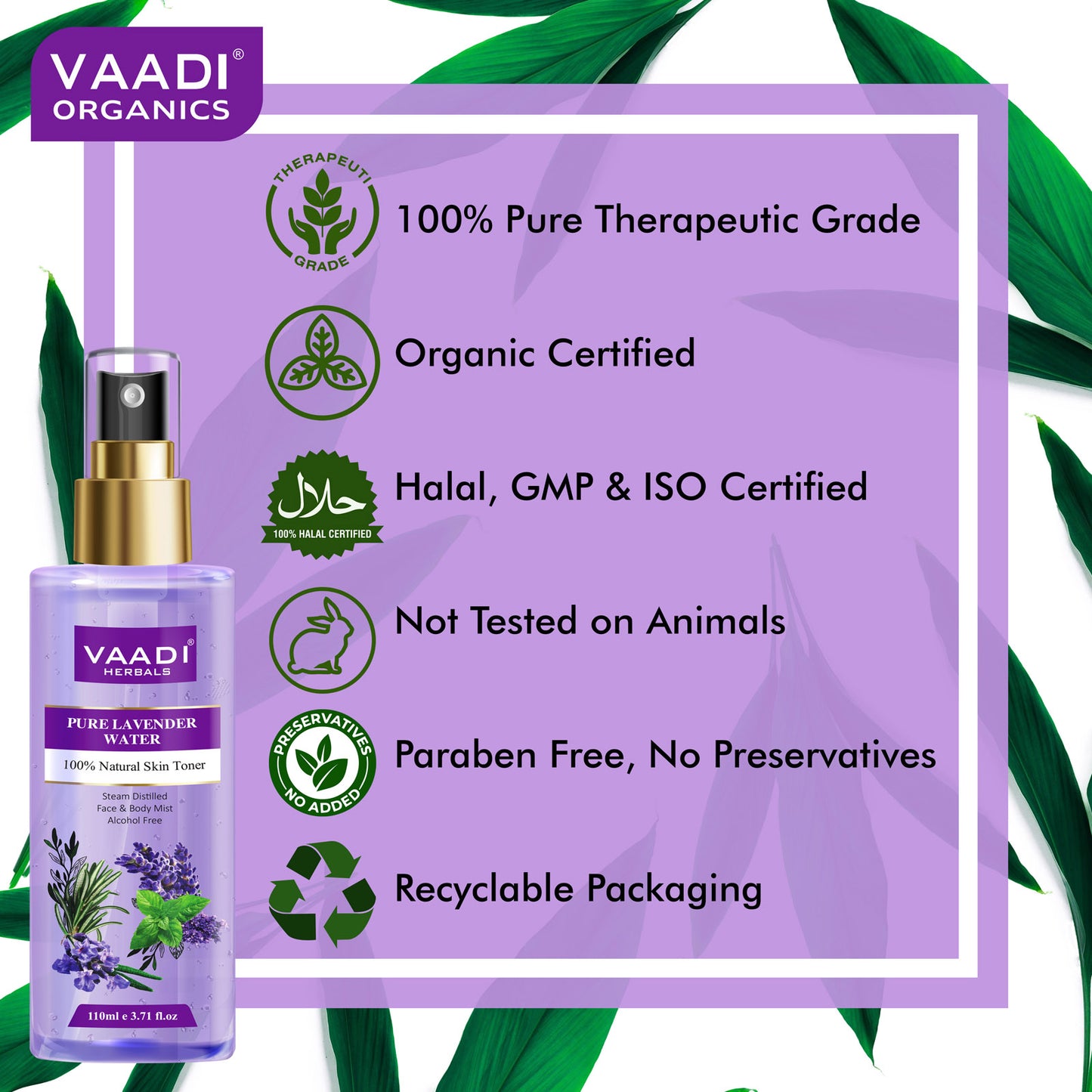 Pack of 2 - Rose Water & Lavender Water - 100% Natural & Pure (250 ml x 2)