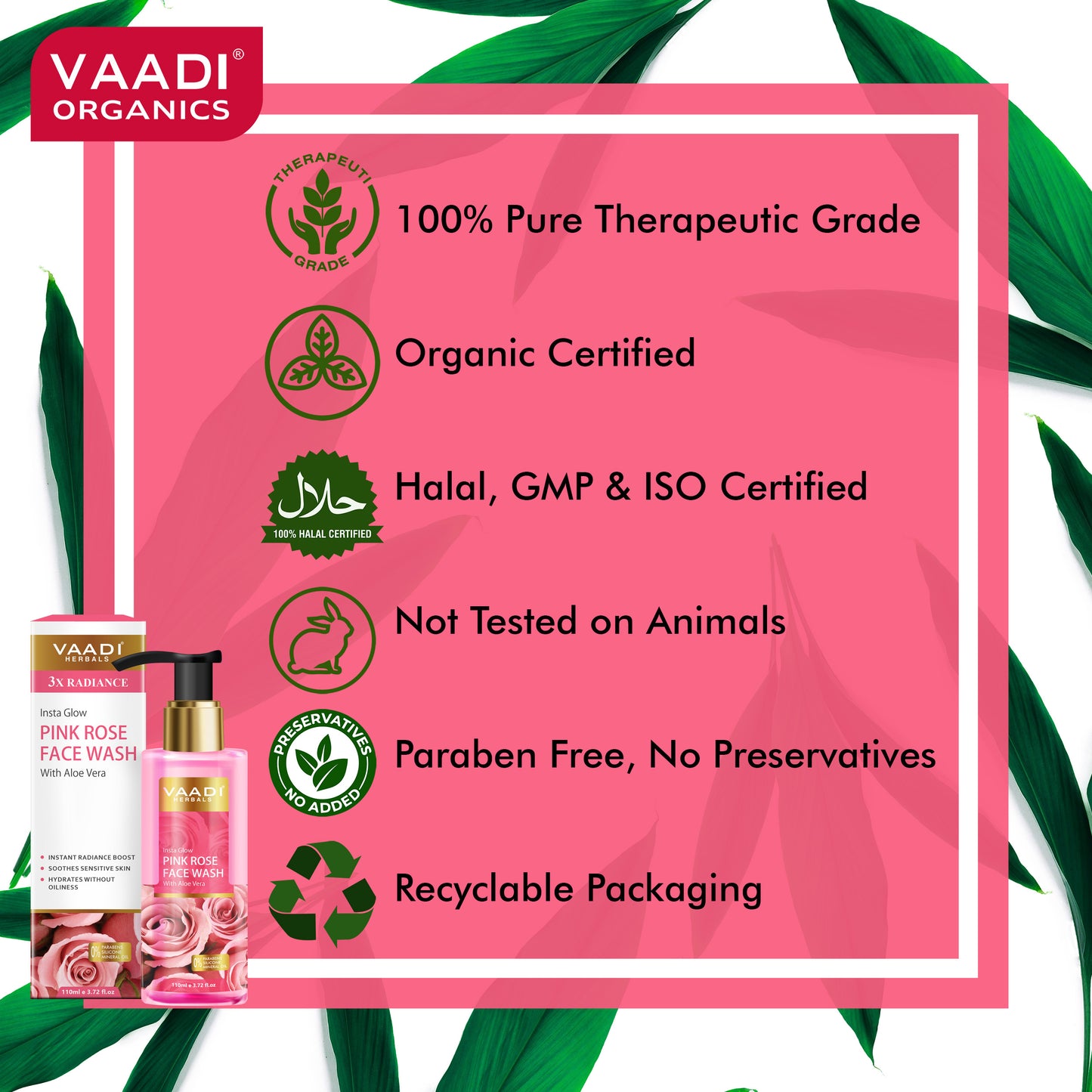 Insta Glow Pink Rose Face wash with Aloe vera extract ( 110 ml)