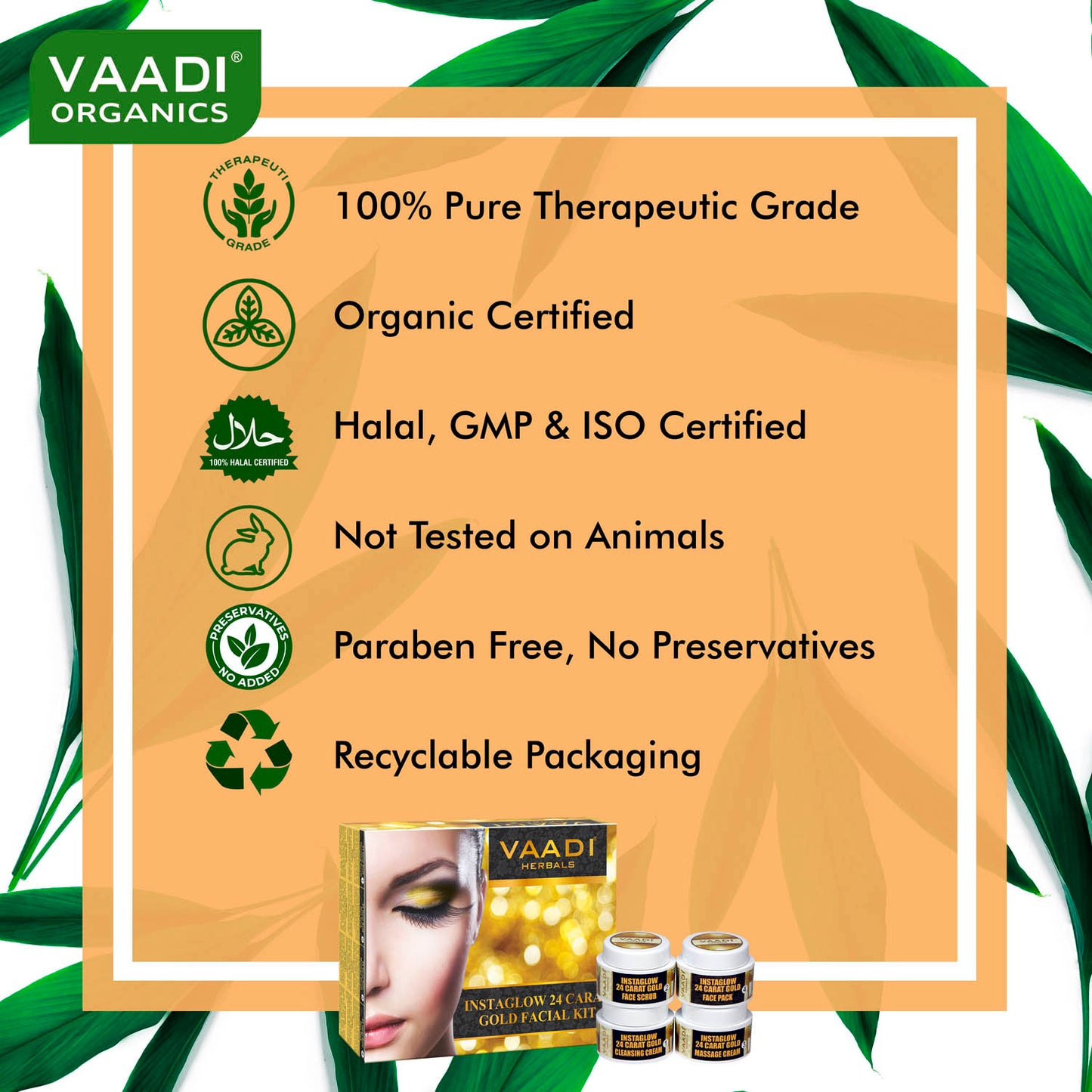 Gold Facial Kit - 24 Carat Gold Leaves, Marigold & Wheatgerm Oil, Lemon Peel Extract (70 gms)