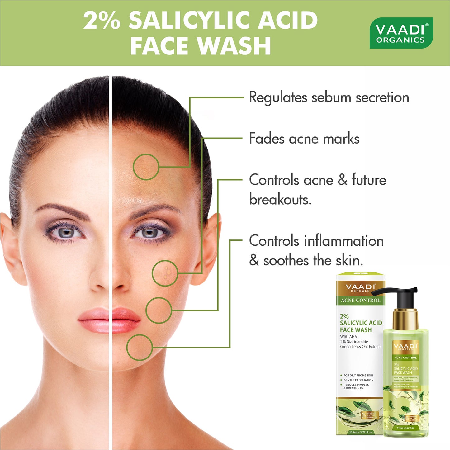 2% Salicylic Acid Face Wash with AHA, Niacinamide| For Oily Skin|Acne Control|| Reduces pimples and breakouts| No Parabens , Mineral, Silicon| Face Wash for Women & Men (250 ml)