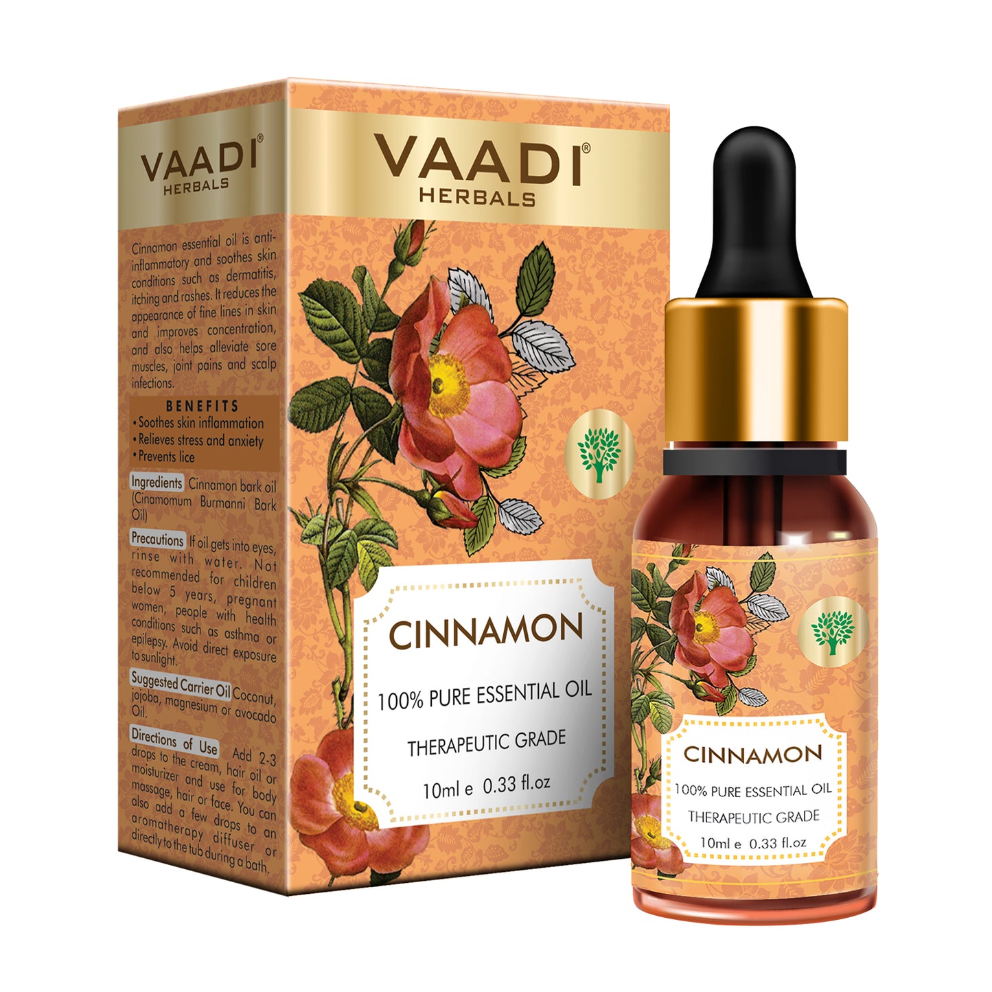 Cinnamon Essential Oil - Soothes Skin Inflammation, Relieves Stress & Anxiety & Improves Concentration - 100% Pure Therapeutic Grade (10 ml)