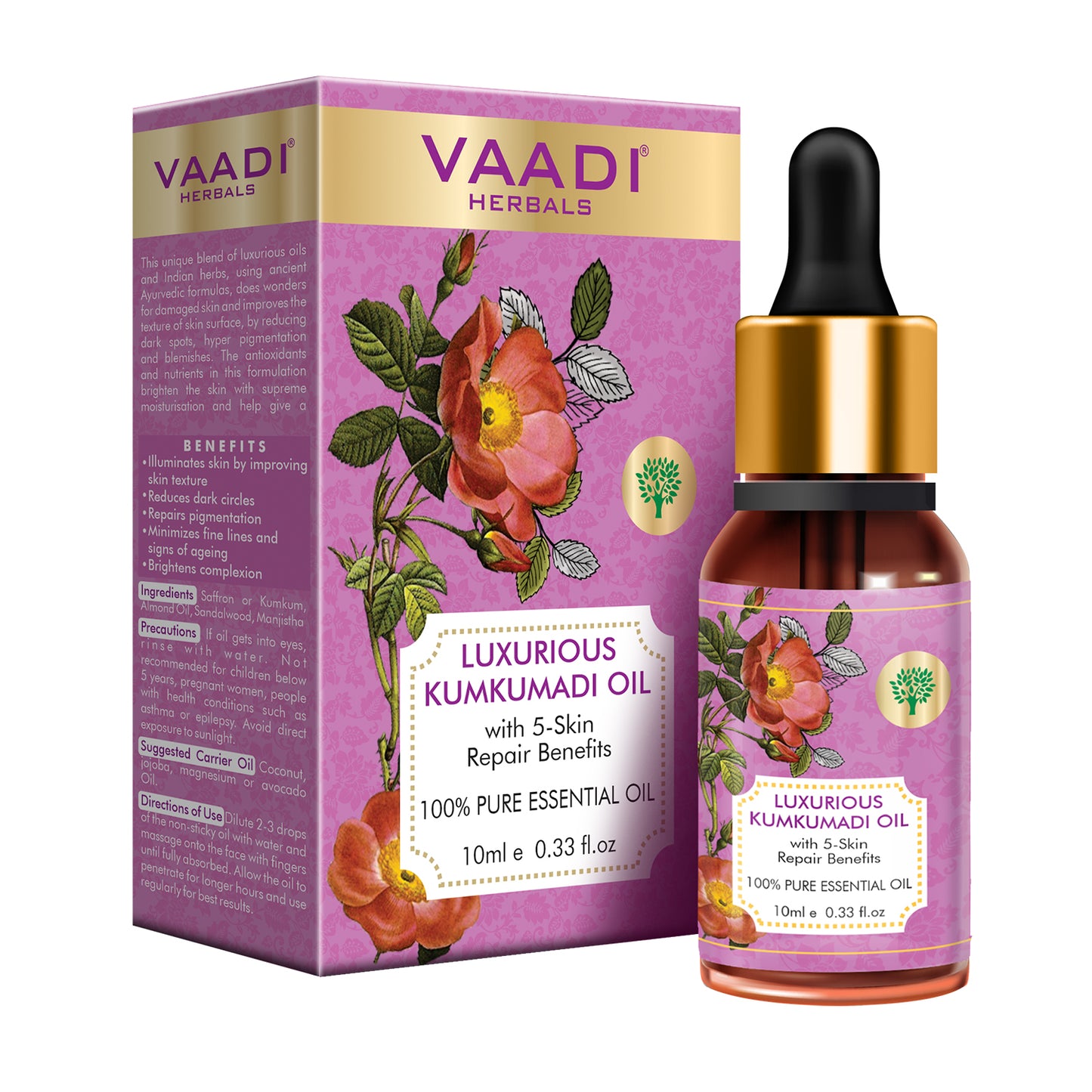 Luxurious Kumkumadi Oil (Pure Mix of Saffron, Sandalwood, Manjistha & Almond Oil) - Reduces Dark Circles, Pigmentation & Brightens Complexion (10 ml)