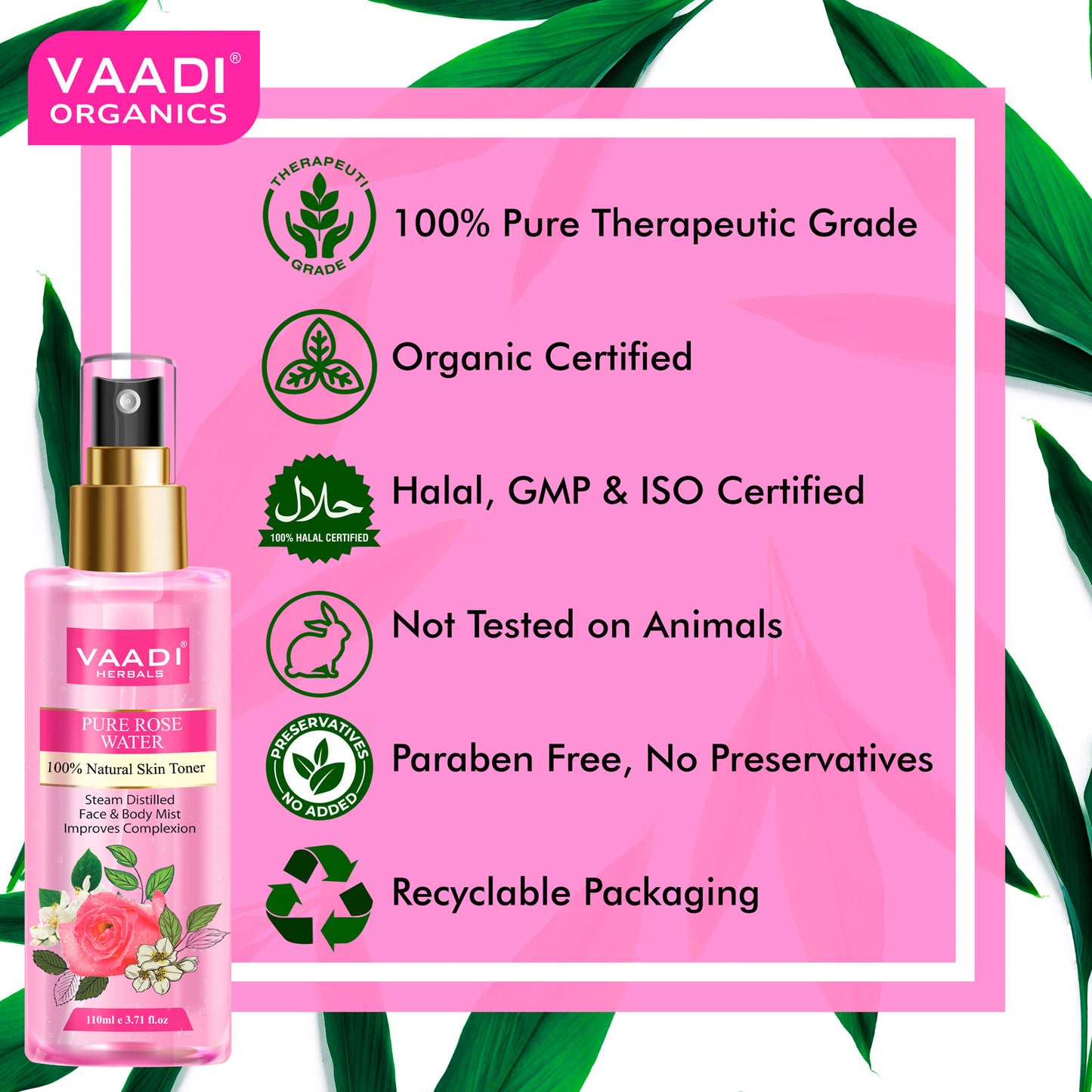 Pack of 2 - Rose Water & Lavender Water - 100% Natural & Pure (250 ml x 2)