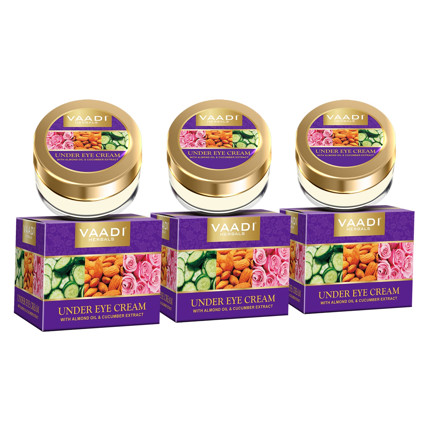 Pack of 3 Under Eye Cream - Almond Oil & Cucumber extract (30 gms x 3)