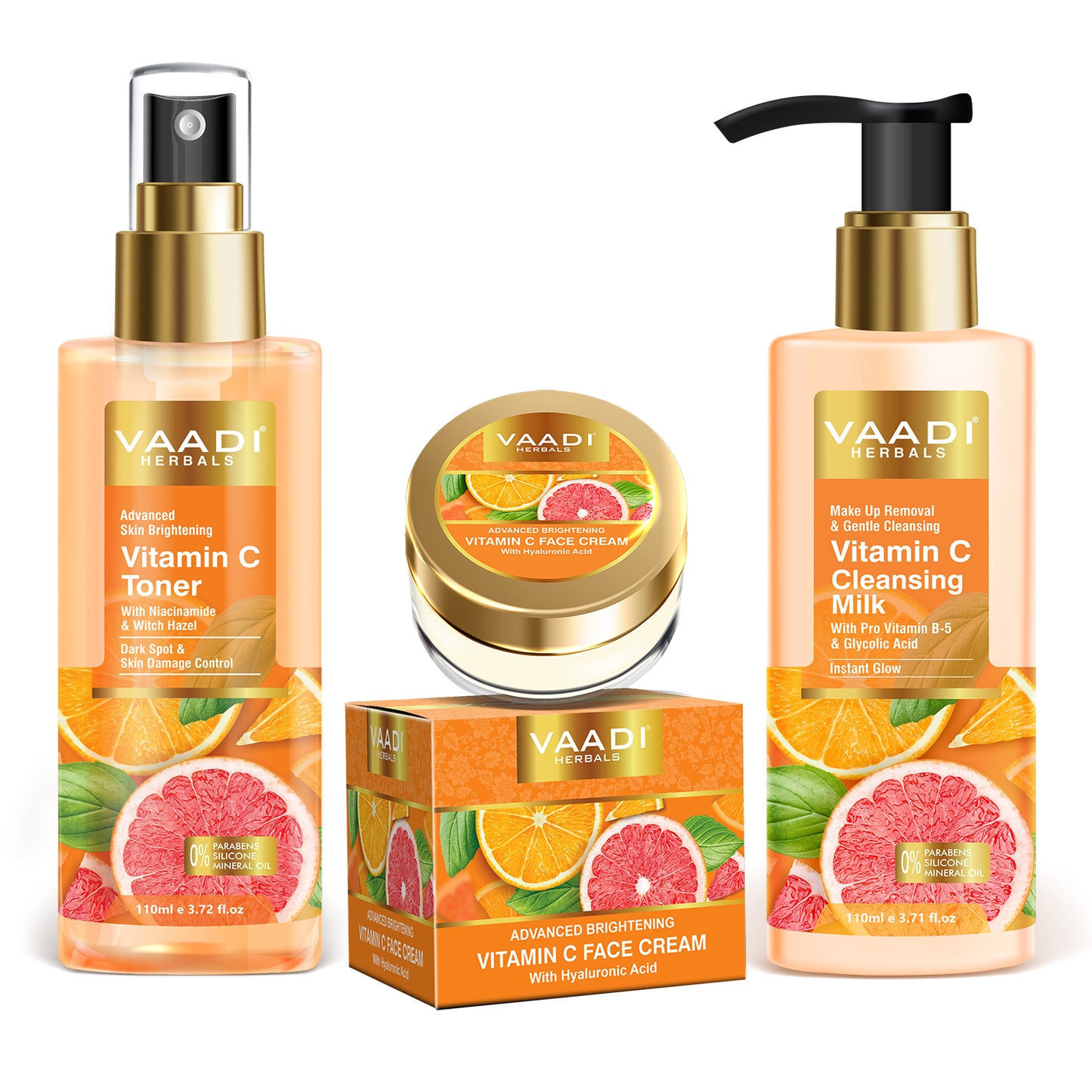 Vitamin C Brightening Combo - Cleansing Milk (110 ml), Toner (110 ml), Face Cream (30 gms)