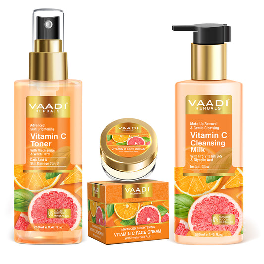 Vitamin C Brightening Combo - Cleansing Milk (250 ml), Toner (250 ml), Face Cream (30 gms)