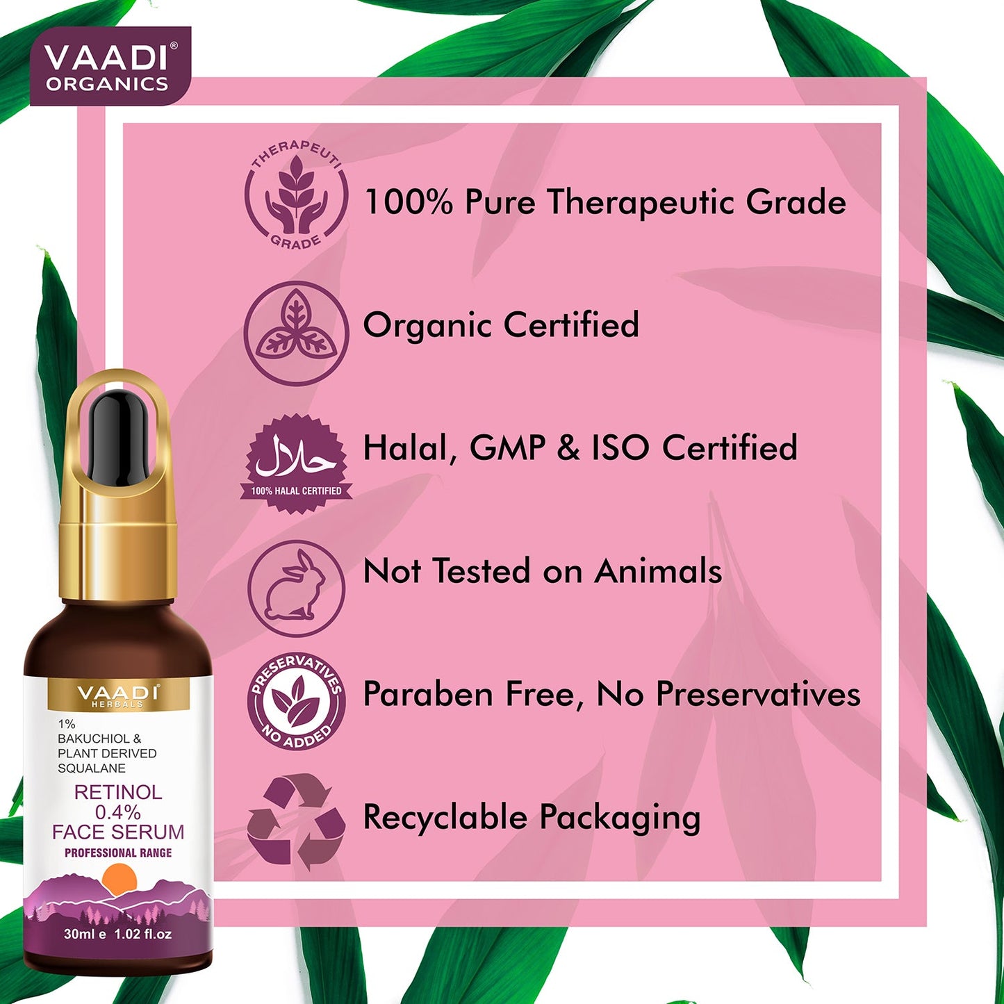 Retinol 0.4% Face Serum With 1% Bakuchiol & Plant Derived Squalane (30 ml)