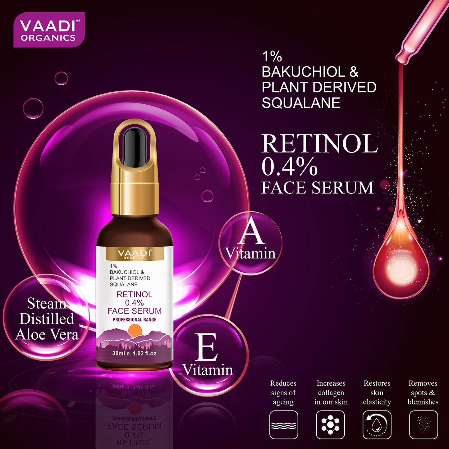 Retinol 0.4% Face Serum With 1% Bakuchiol & Plant Derived Squalane (30 ml)