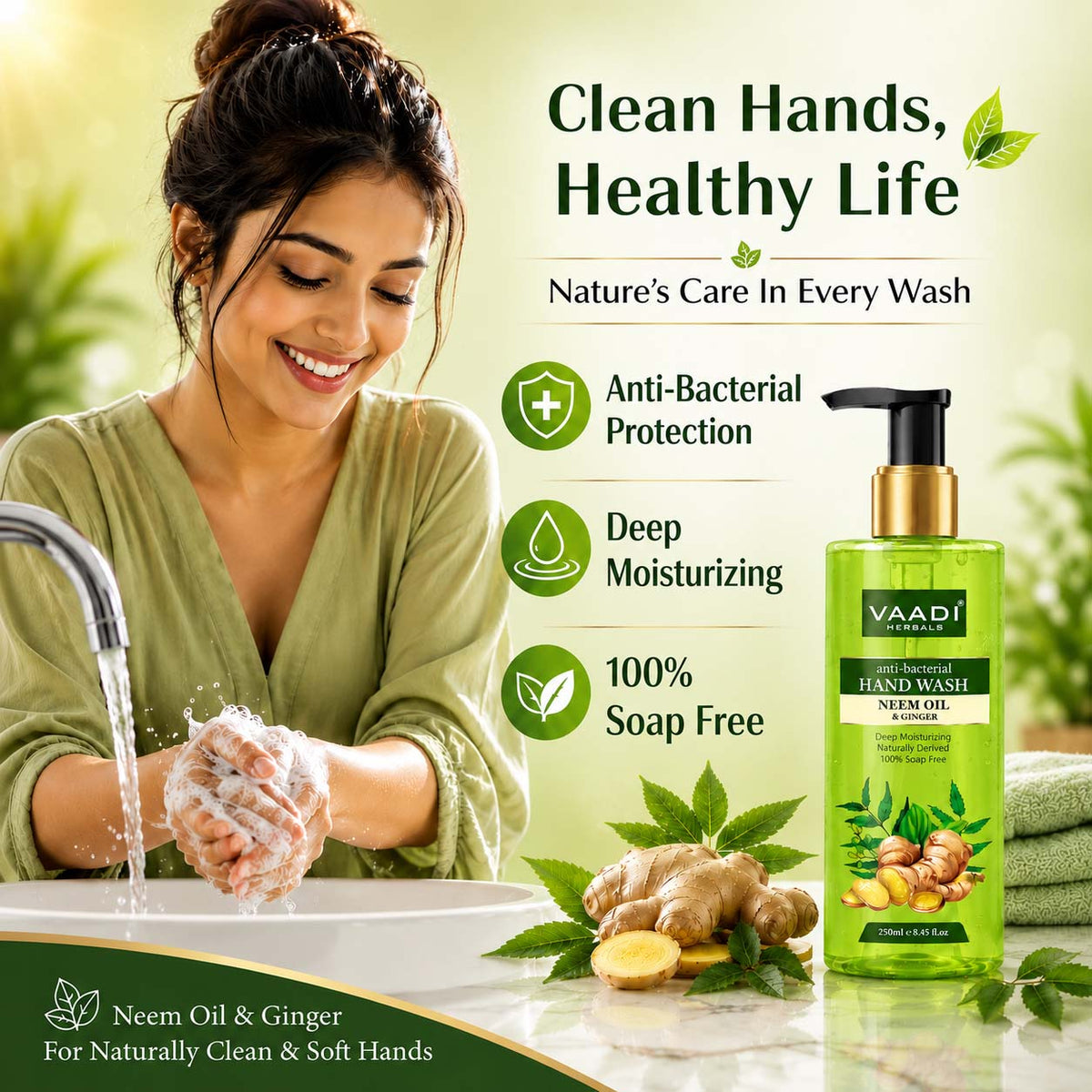 Anti-Bacterial Neem Oil & Ginger Hand Wash (250 ml)