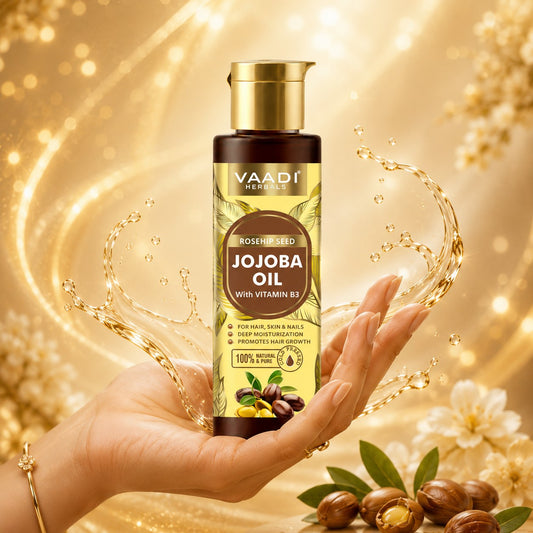 Cold Pressed Rosehip Seed Jojoba Oil with Vitamin B3-For Hair, Skin & Nails-Jojoba Oil Promotes Hair Growth-Skin Moisturisation-Anti Hair-Fall-For All Types of Skin & Hair-250ml