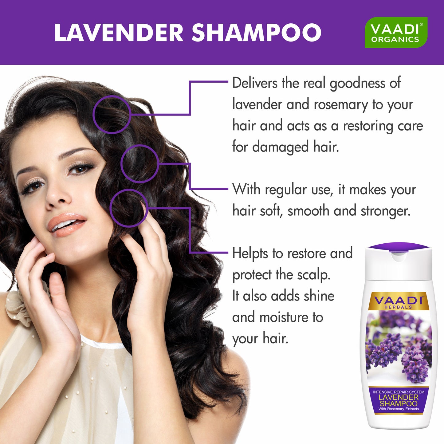 Pack of 3 Lavender Shampoo With Rosemary Extract-Intensive Repair System (110 ml x 3)