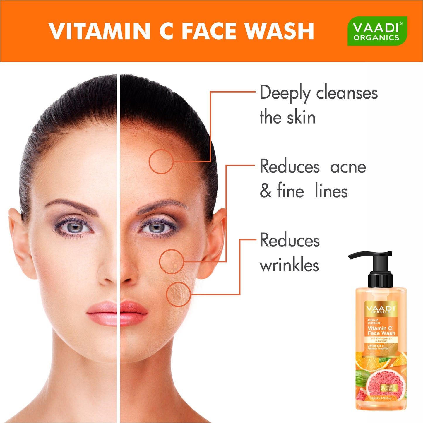 Advanced Brightening Vitamin C Face Wash With Pro Vitamin B5 & Turmeric (110 ml)