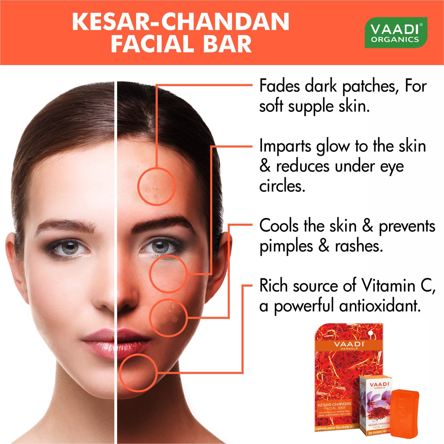 Kesar Chandan Facial Bar with Extract Orange Peel (25 gms)