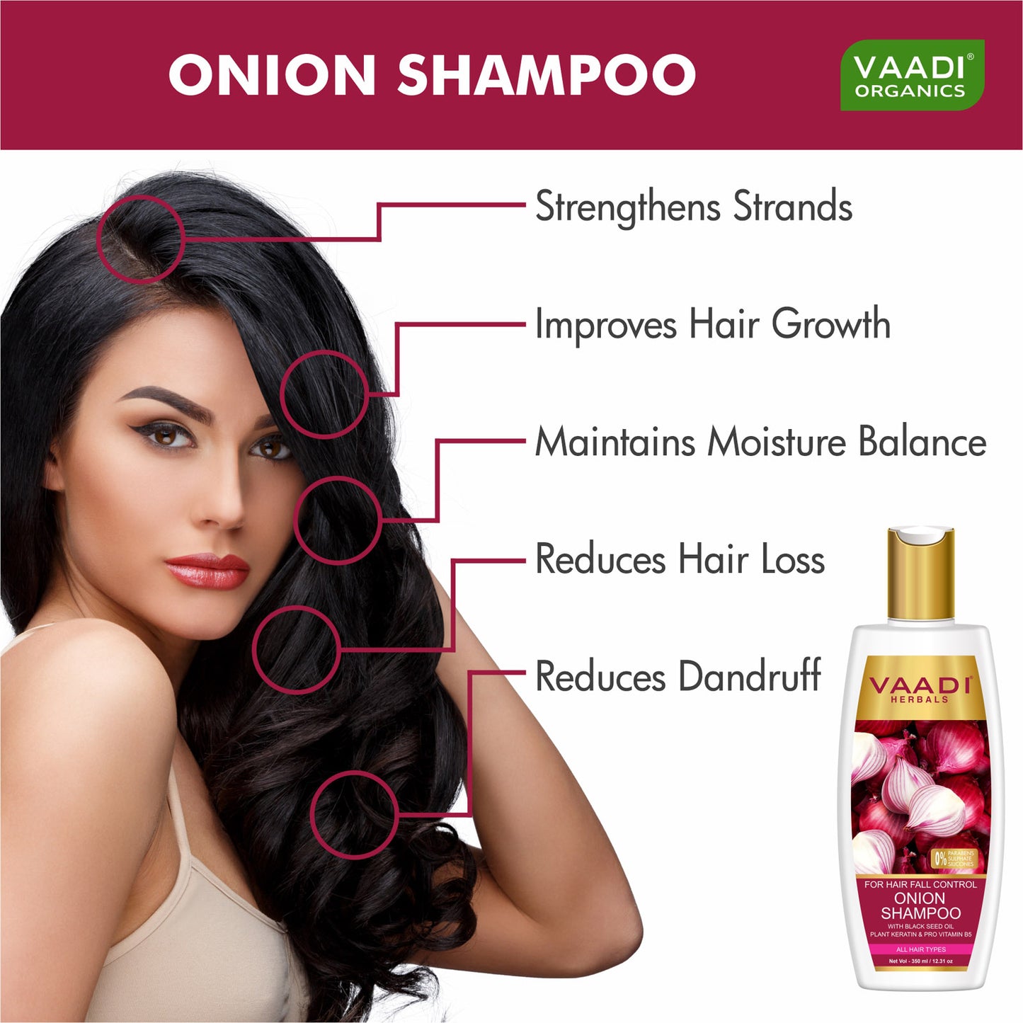 Onion Shampoo with Black Seed Oil, Plant Keratin & PRO Vitamin B5 (350 ml)