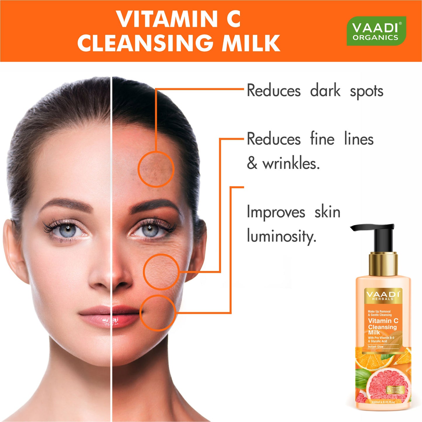 Vitamin C Brightening Combo - Cleansing Milk (250 ml), Toner (250 ml), Face Cream (30 gms)