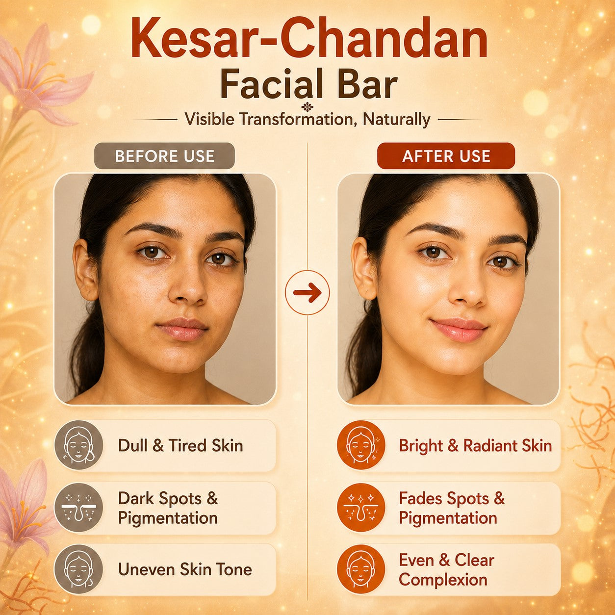 Kesar Chandan Facial Bar with Extract Orange Peel (25 gms)