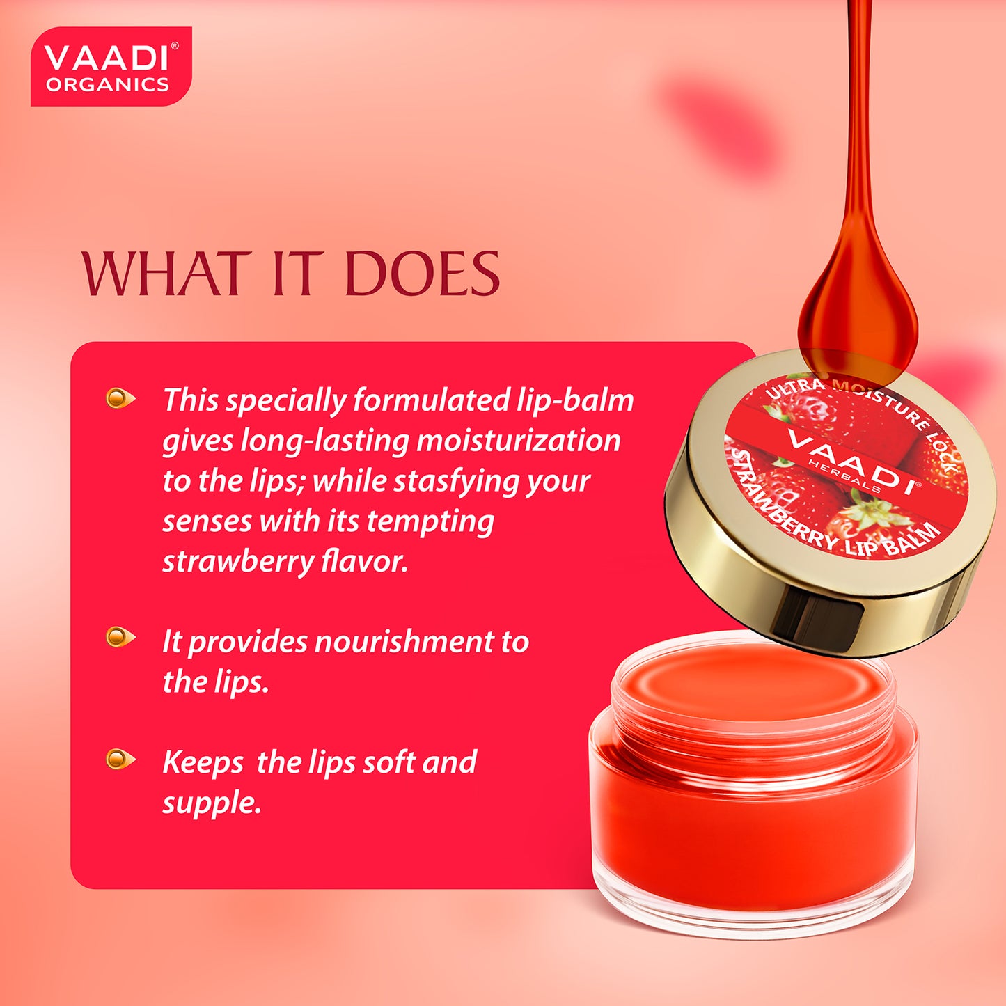 Nourishing Strawberry and Honey Lip Balm (4 x 6 gms)