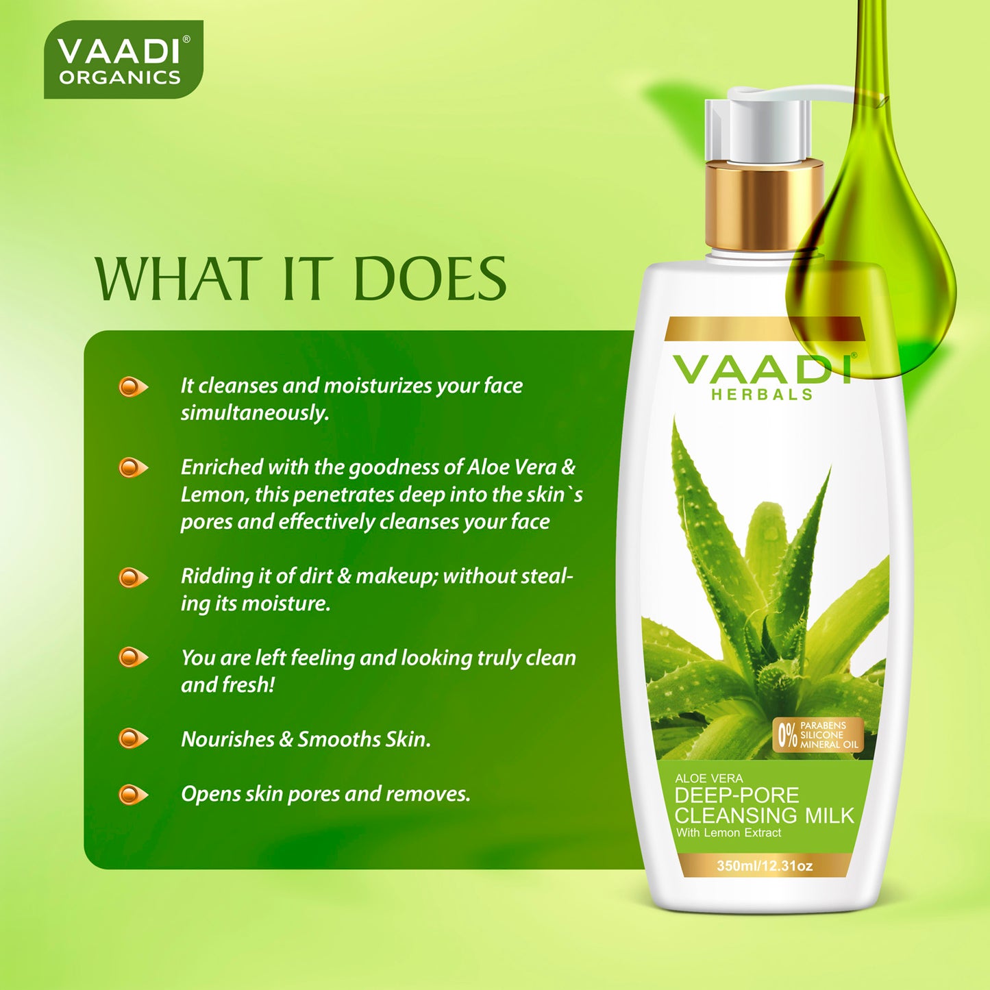Aloe Vera Deep Pore Cleansing Milk With Lemon Extract  (350 ml)