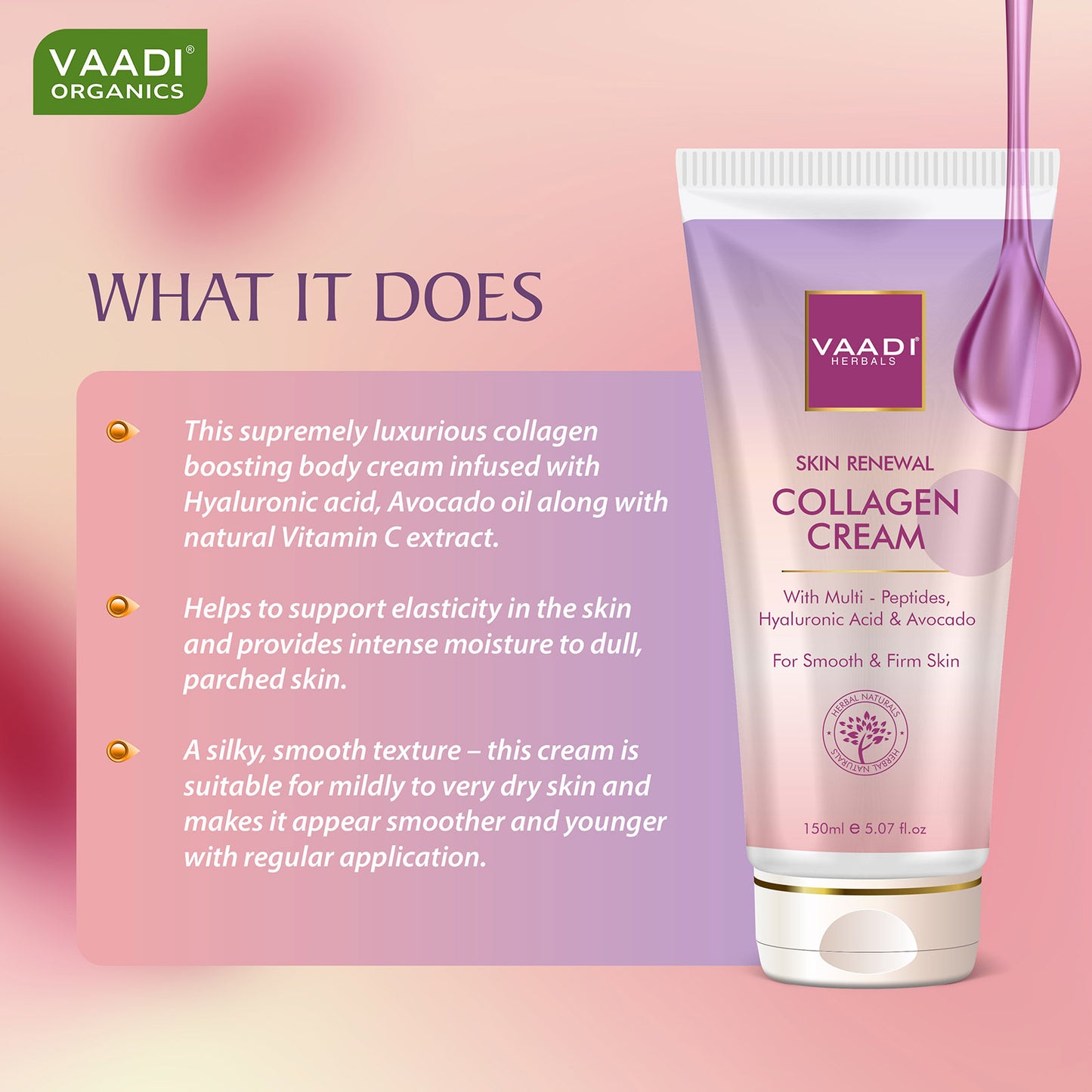 Skin Renewal Collagen Cream with Multi- Peptides, Hyaluronic Acid & Avocado|Boosts Collagen|Smooth & Firm Skin|Youthful Skin| Deeply Hydrates|Parabens Free|For All Skin Types( 150ml )