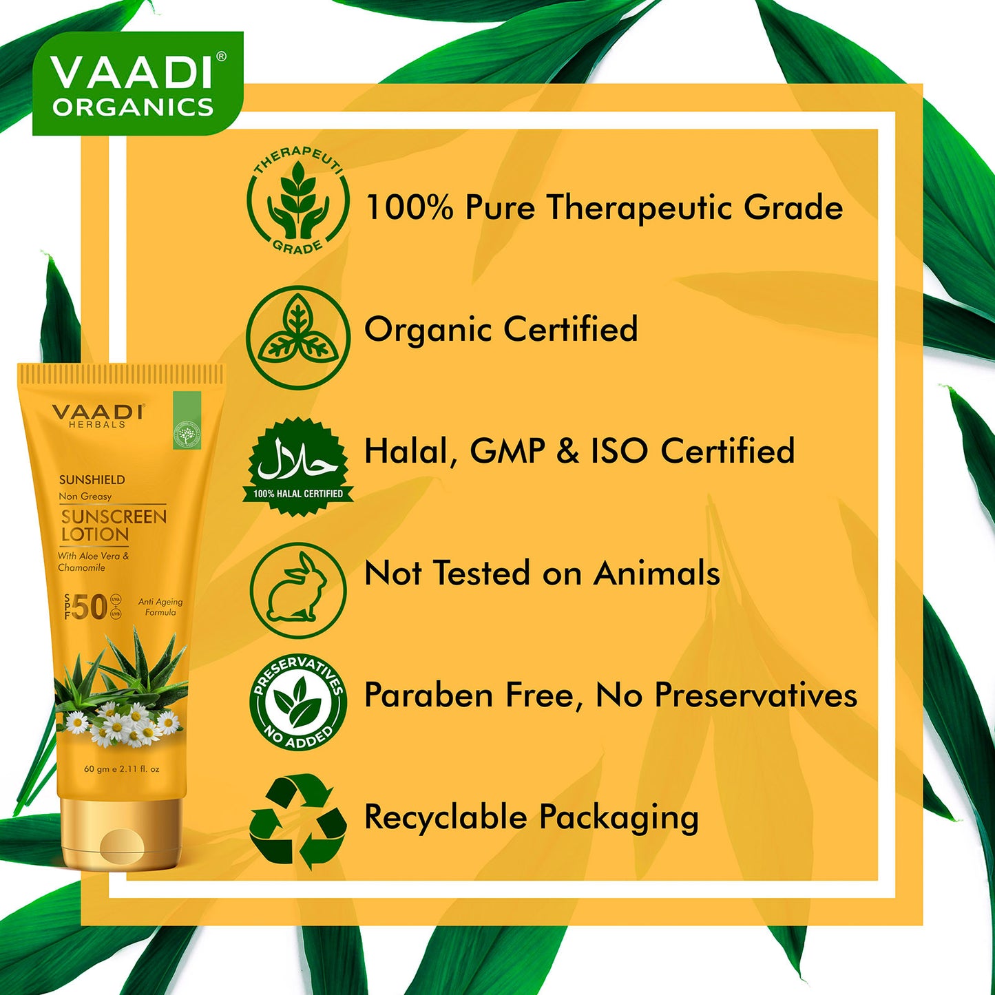Sunscreen Lotion SPF-50 with Aloe Vera & Chamomile (60 ml)