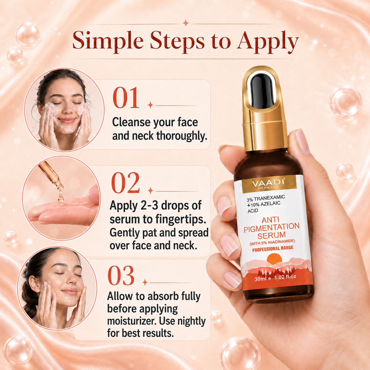 3%Tranexamic and 10% Azelaic Acid Anti Pigmentation Serum with 5% Niacinamide| Brighter Complexion| Reduces Dark Spots| Soothes Inflammation|Fades Hyper pigmentation| For All Skin Types| 30ml