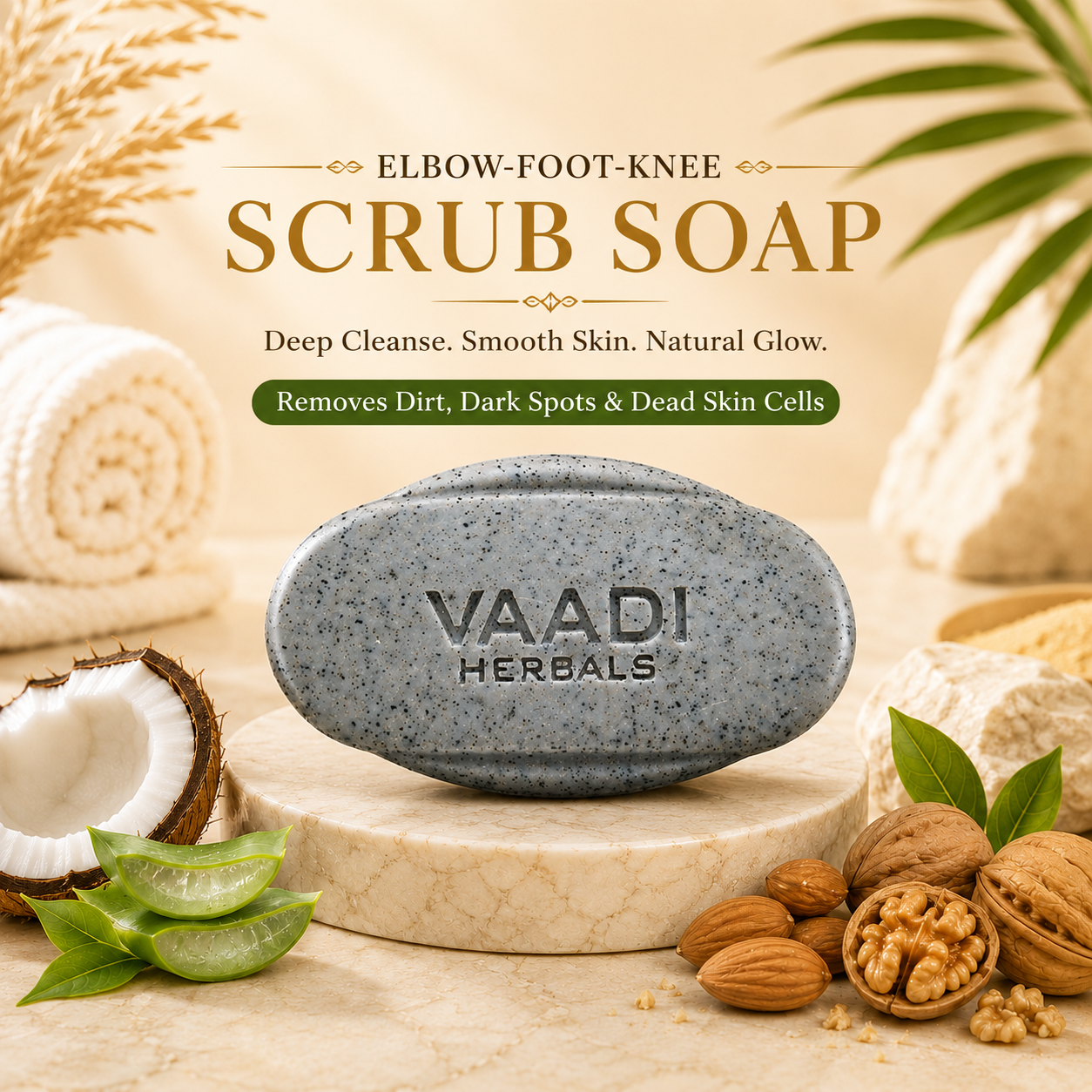 Pack of 12 Elbow-Foot-Knee Scrub Soap with Almond & Walnut Scrub (75 gms x 12)